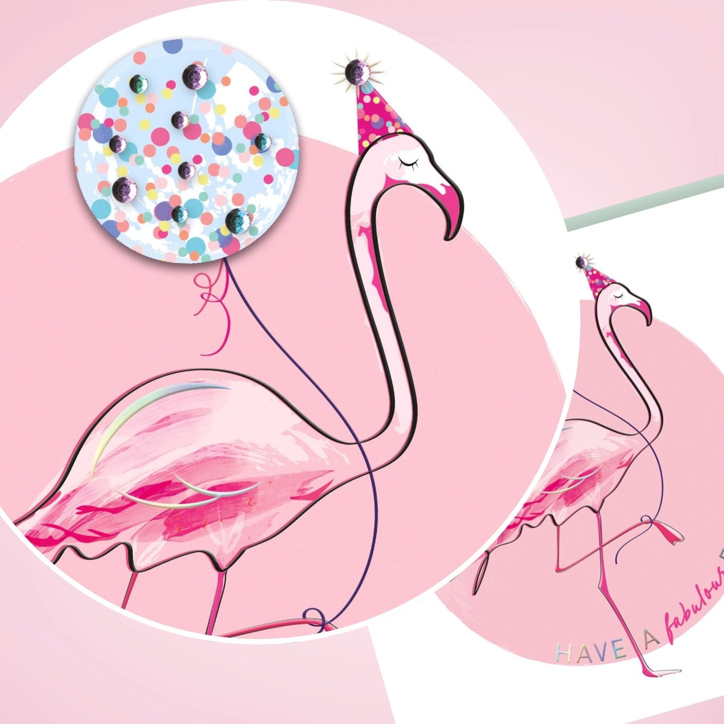 Have A Fabulous Birthday Embellished Flamingo Hand-Finished Birthday Card