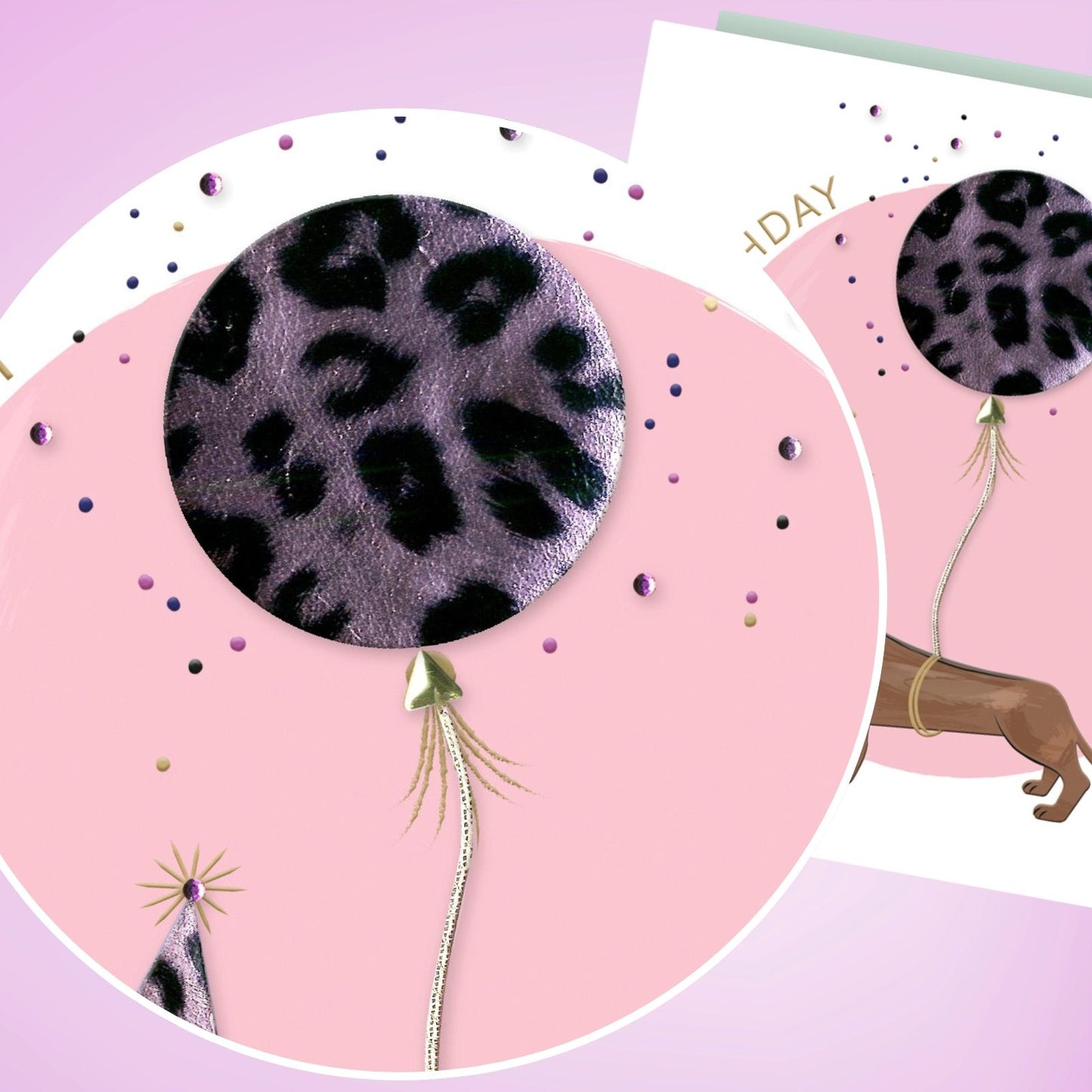 Happy Birthday Embellished Sausage Dog Balloon Hand-Finished Birthday Card