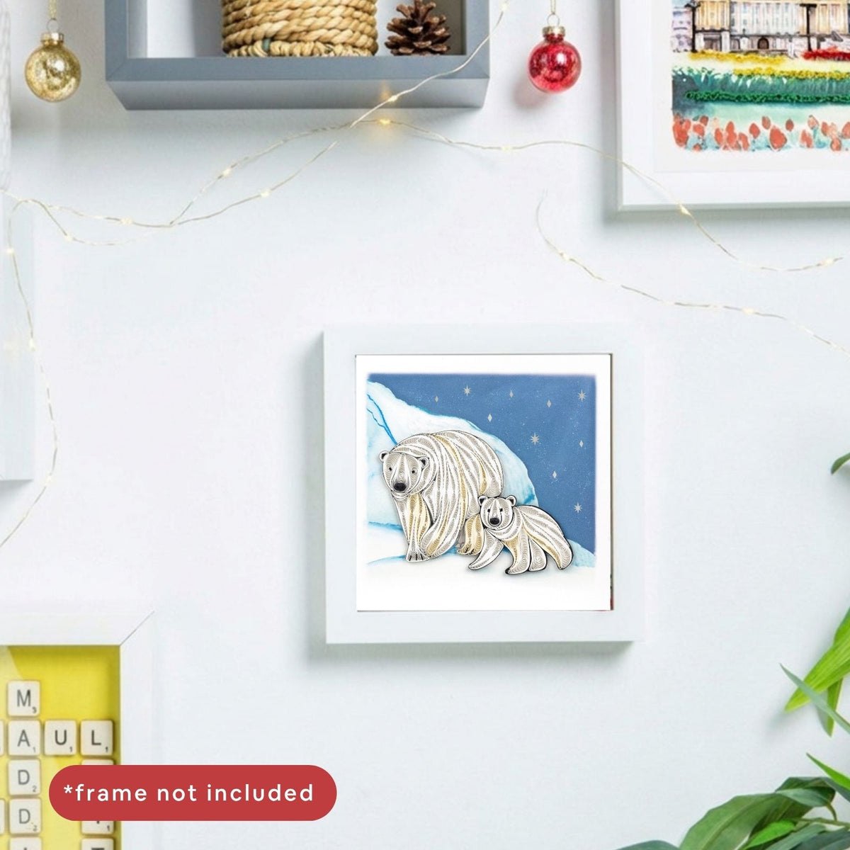 Quilling Christmas Card Polar Bears In The Snow Quilled Art Hand-Finished Design