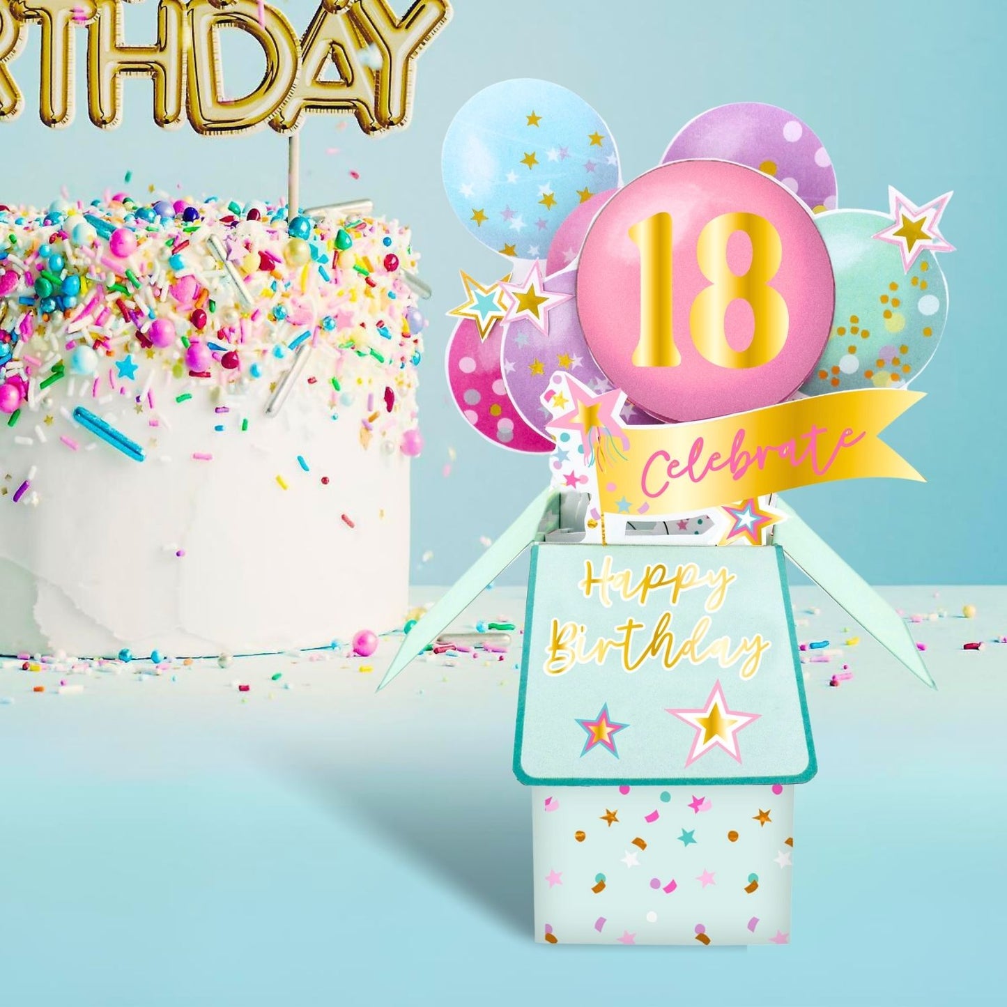 Clever Cube 18th Birthday Sweet 18 Surprise! Birthday Pop Up Greeting Card