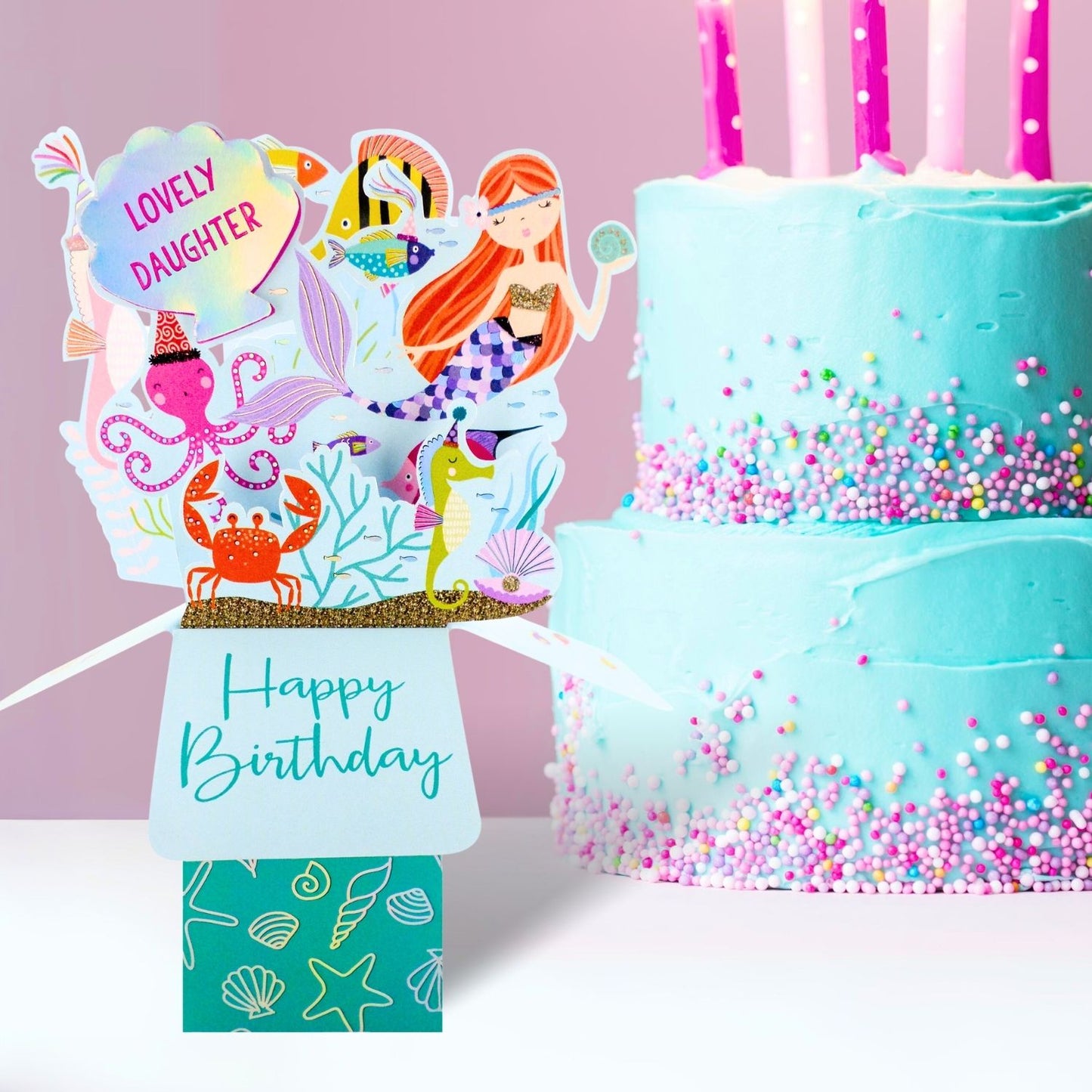 Clever Cube Lovely Daughter Mer-Mazing Party! Birthday Pop Up Greeting Card