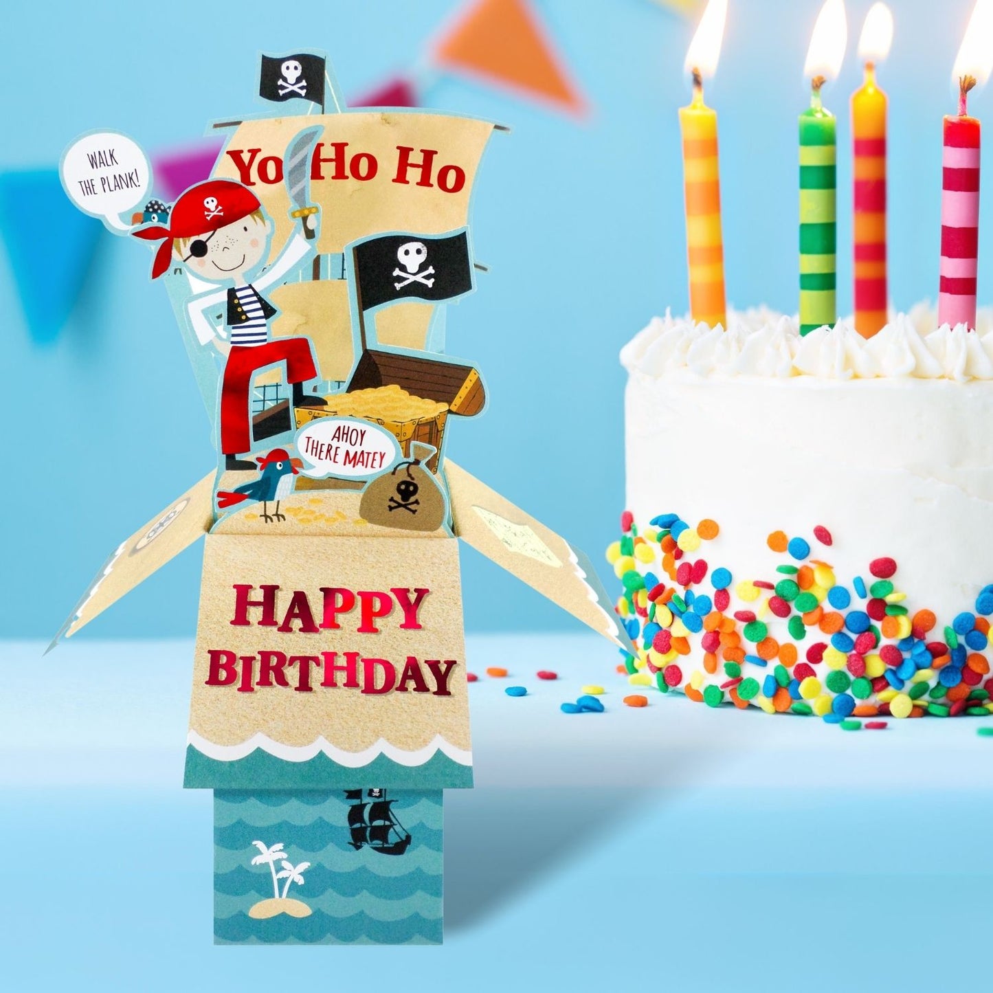 Clever Cube Ahoy there Matey Pirate Pals Ahoy! Birthday Pop Up Greeting Card