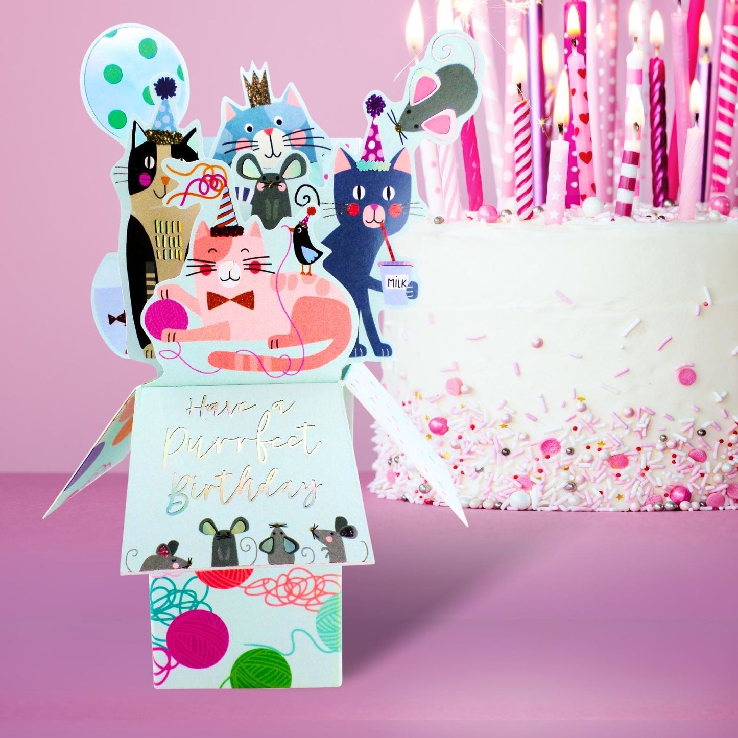 Clever Cube Purrfect Birthday Cat-Tastic Party! Birthday Pop Up Greeting Card