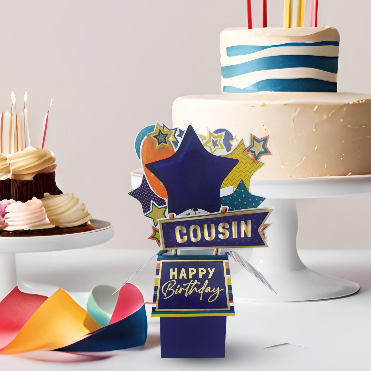Clever Cubes Cousin Happy Birthday Pop Up Birthday Card For Him 3D Cube Card