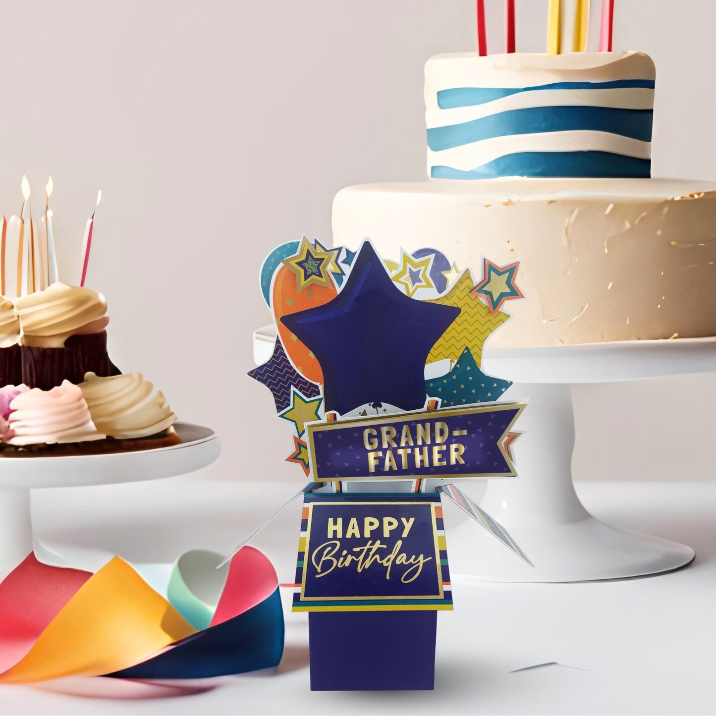 Clever Cubes Grandfather Pop Up Birthday Card For Him 3D Cube Card