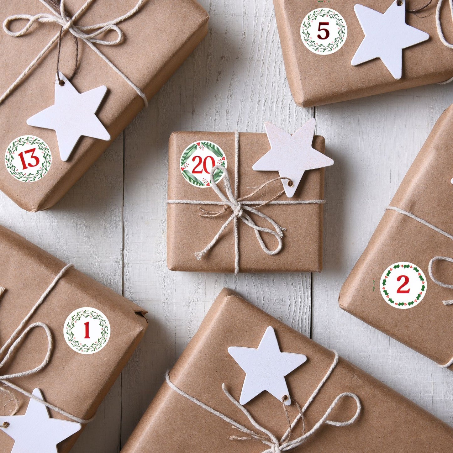 Christmas Advent Stickers 1-24 Red & Green Numbers Countdown Calendar DIY Crafts