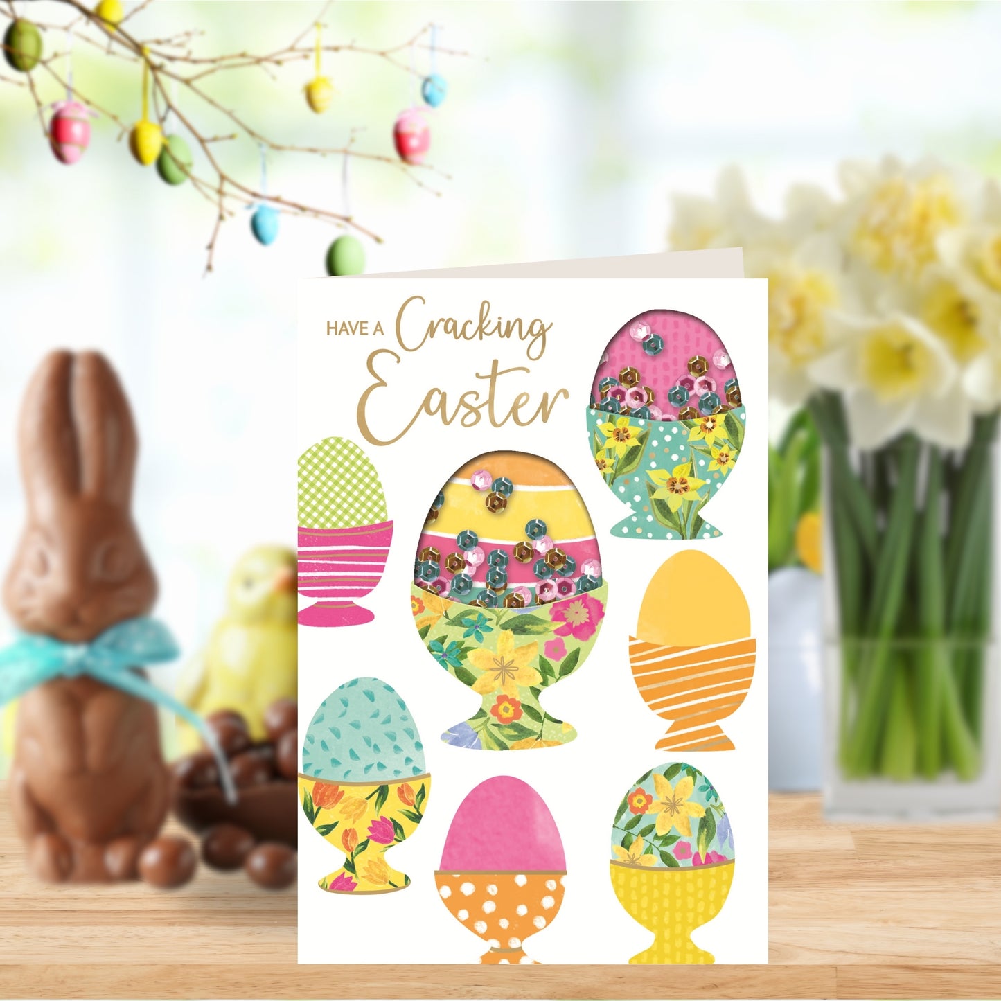 Cracking Easter Sequins Hand-Finished Easter Card