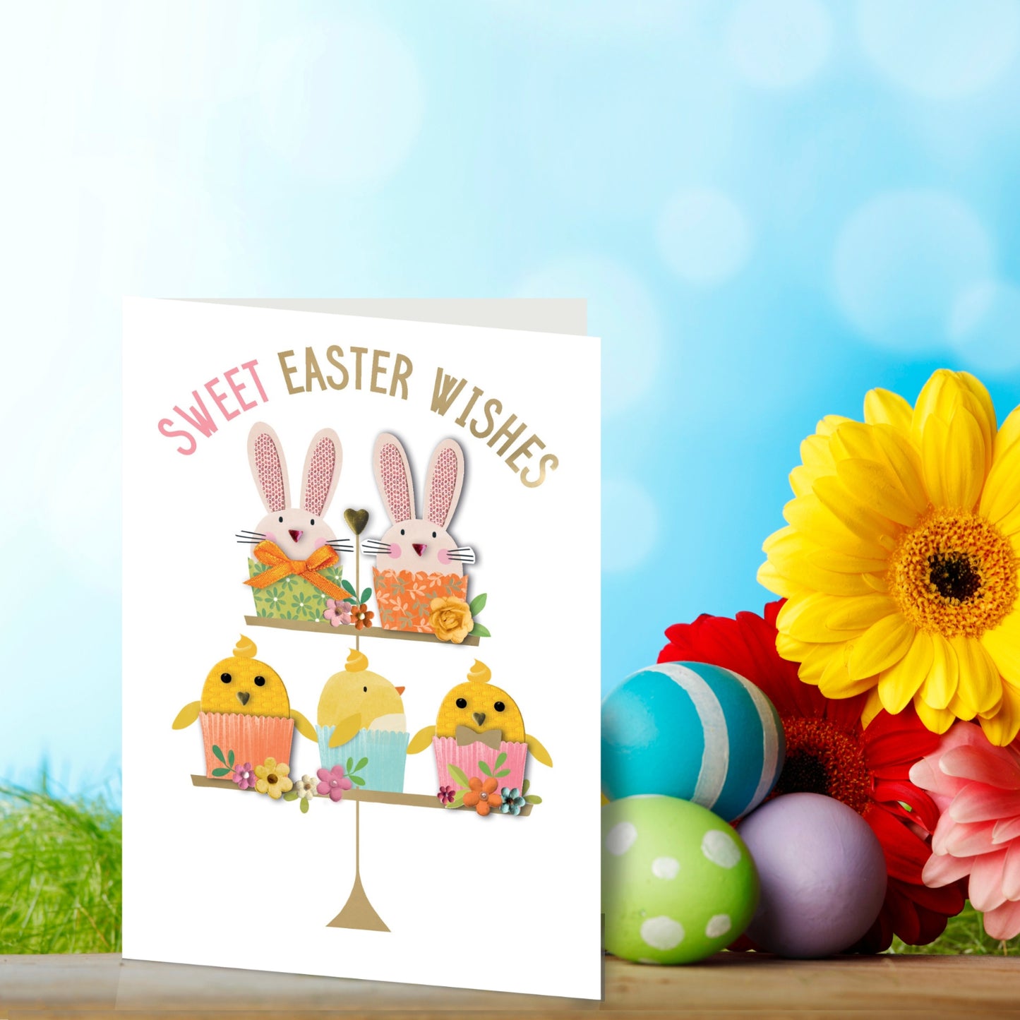 Embellished Sweet Easter Wishes Bunnylicious Treats! Hand-Finished Easter Card