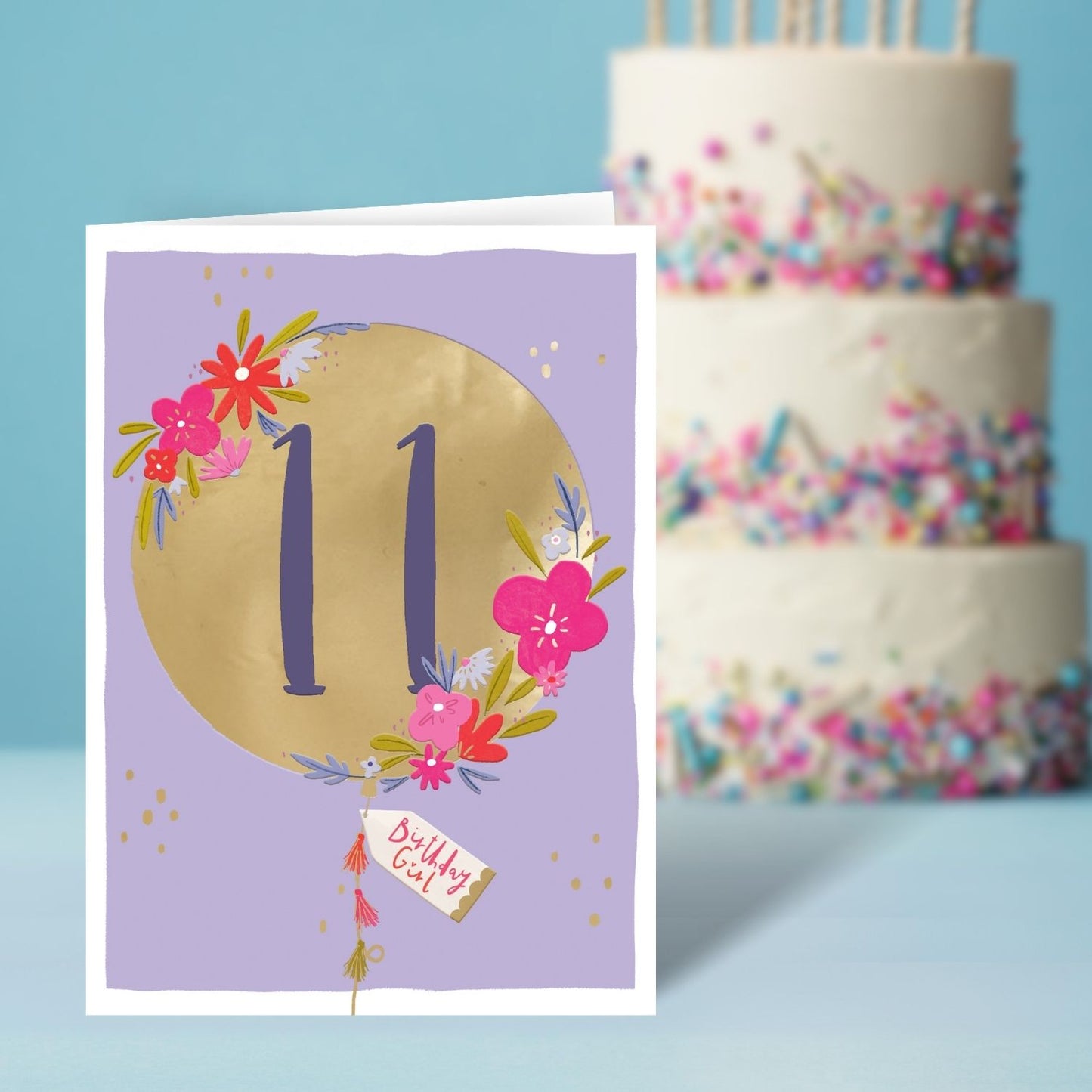Age 11 Birthday Girl 11th Blooming Birthday Fun! Contemporary Birthday Card