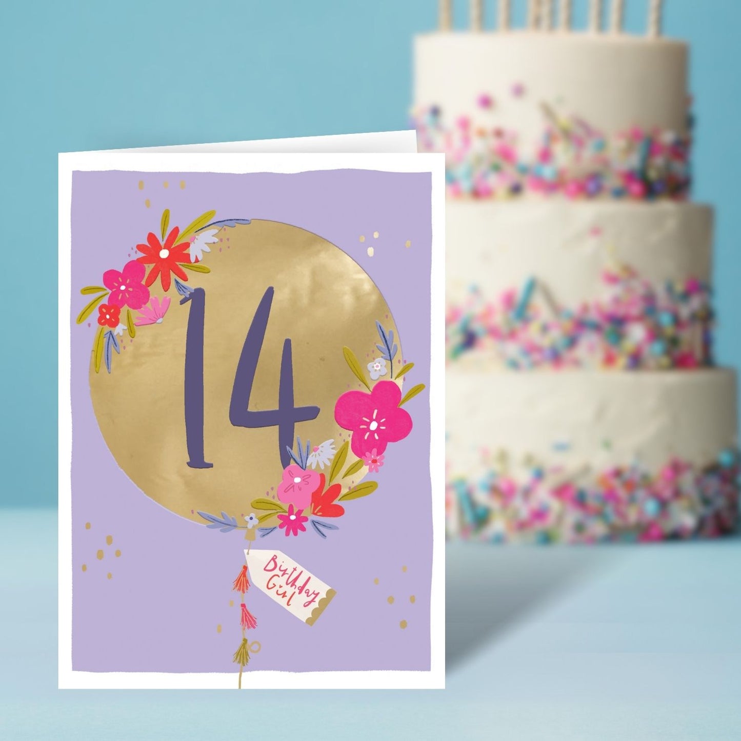 Age 14 Birthday Girl 14th Bloom-Tastic Fun! Contemporary Birthday Card