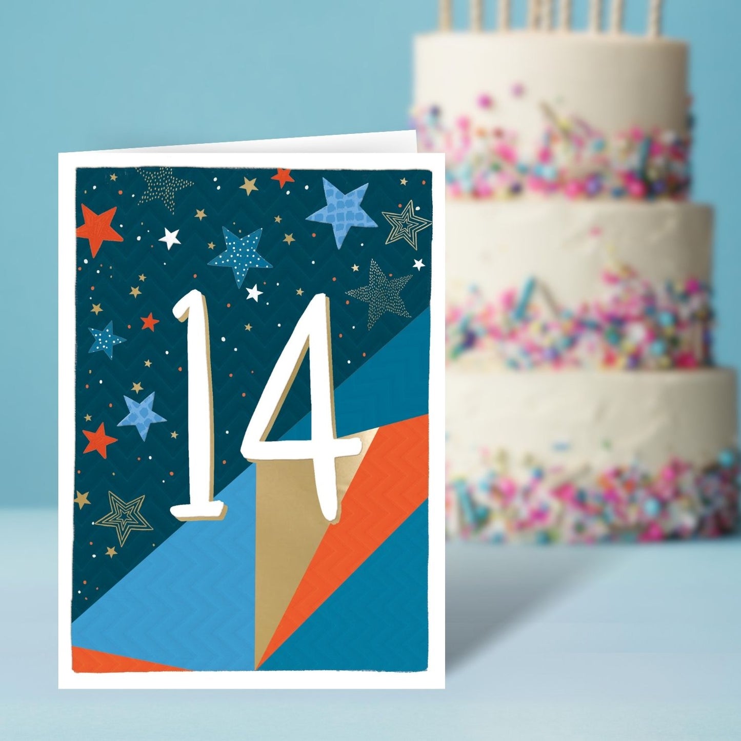 Age 14 Birthday Boy 14th Sparkly Space Adventure! Contemporary Birthday Card