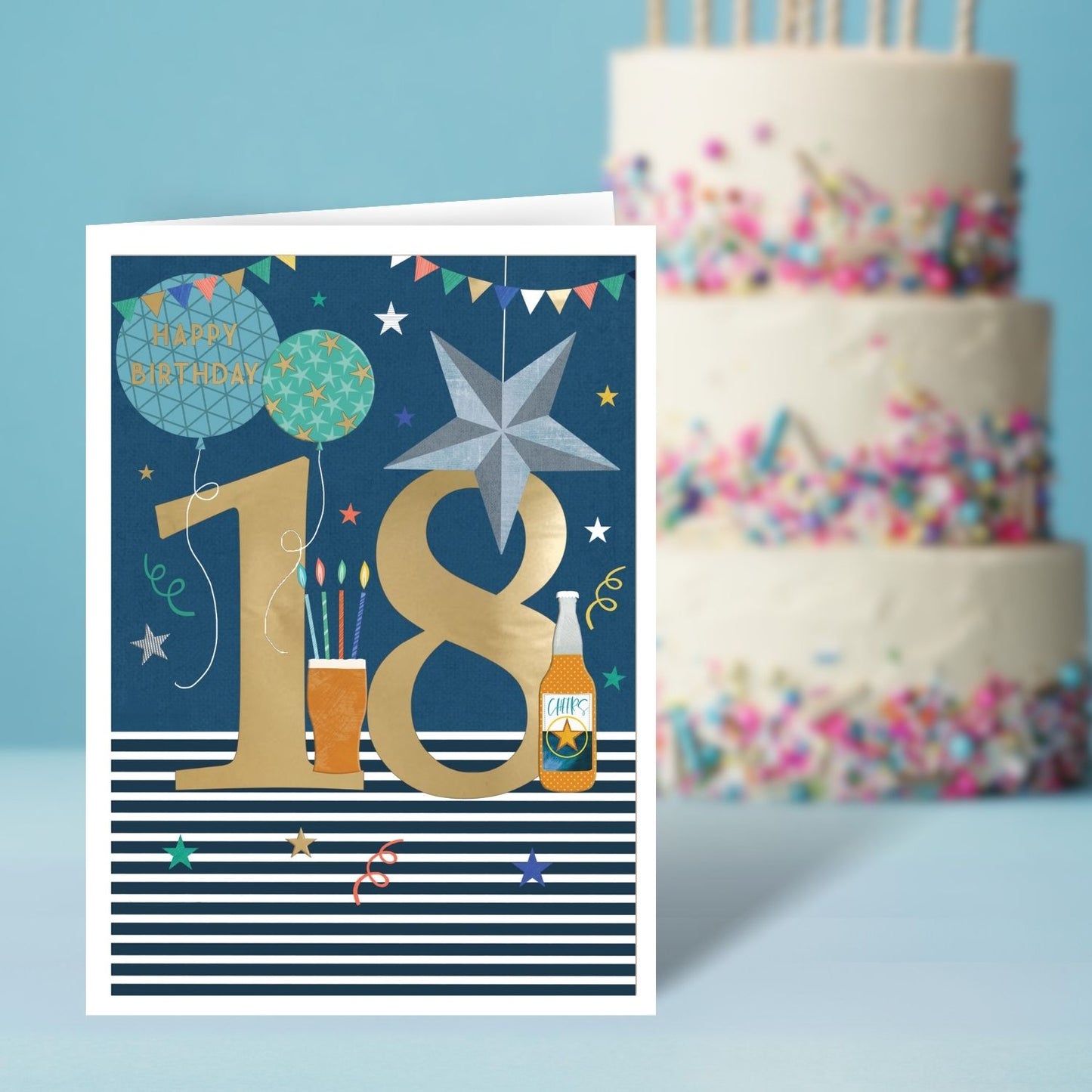 Age 18 Birthday Boy 18th Cheers, Eighteen! Contemporary Birthday Card