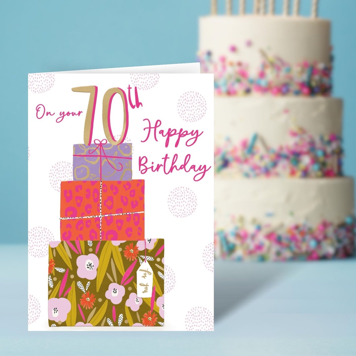 70th Birthday For Her Unwrappable Fun! Contemporary Birthday Card