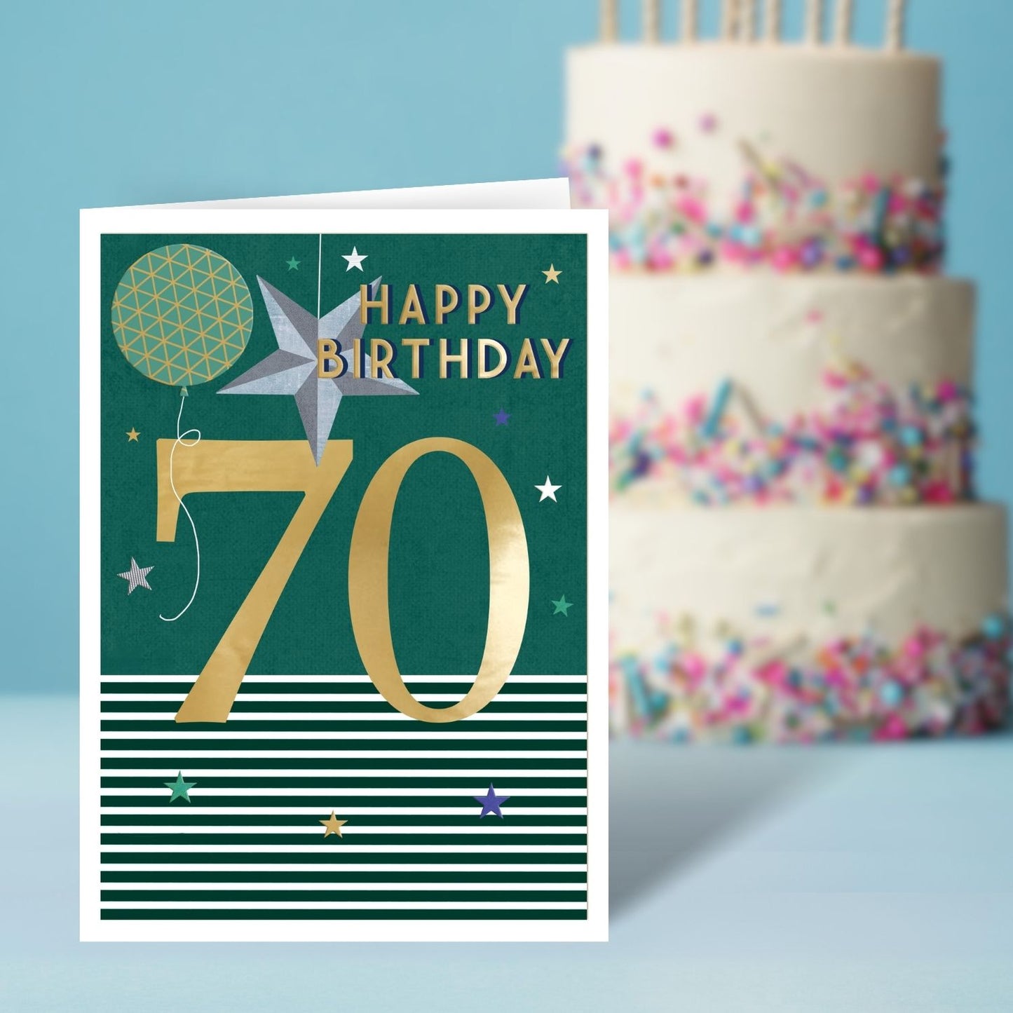 70th Birthday For Him Golden Years Ahead! Contemporary Birthday Card
