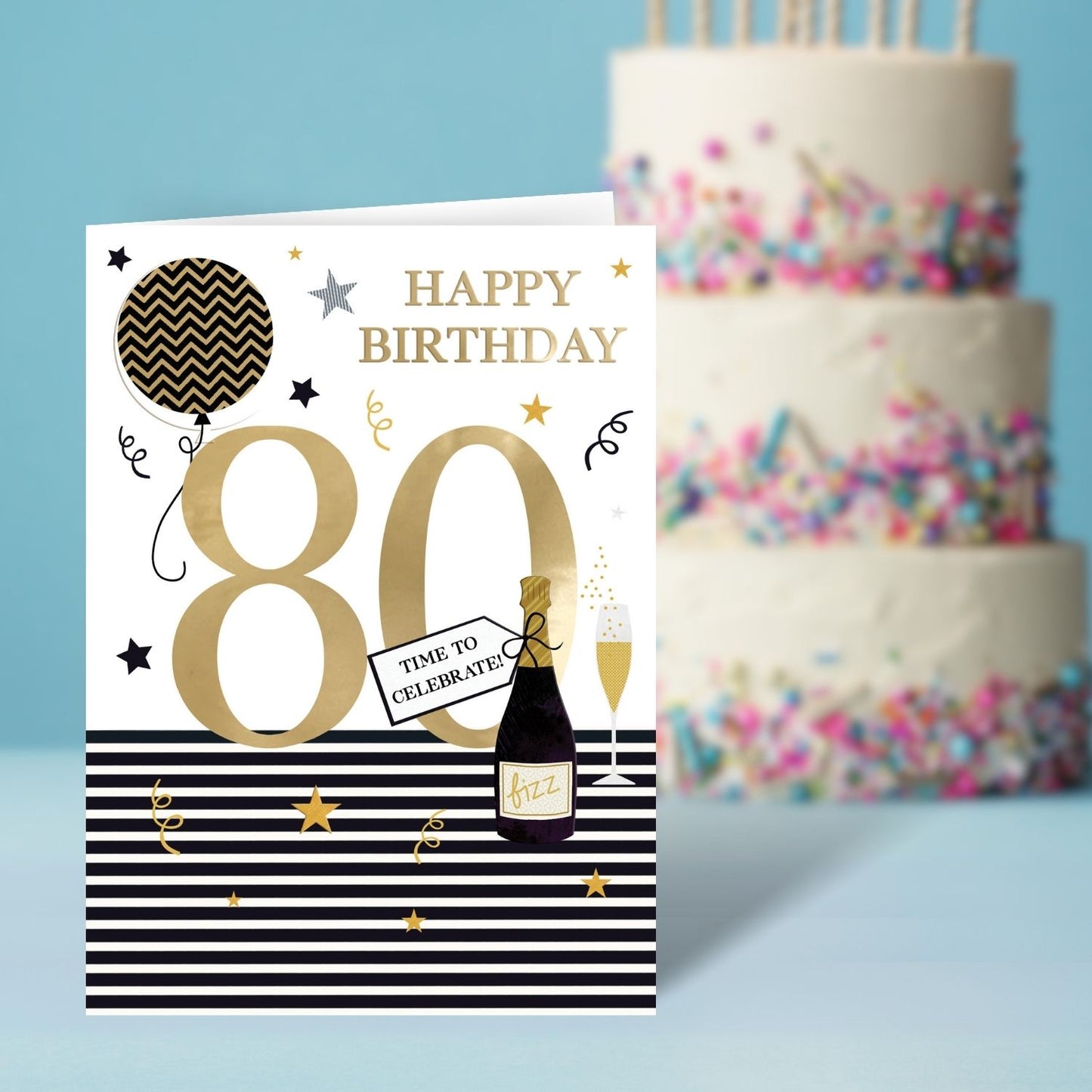 80th Birthday For Him Shine, Celebrate, Fun! Contemporary Birthday Card
