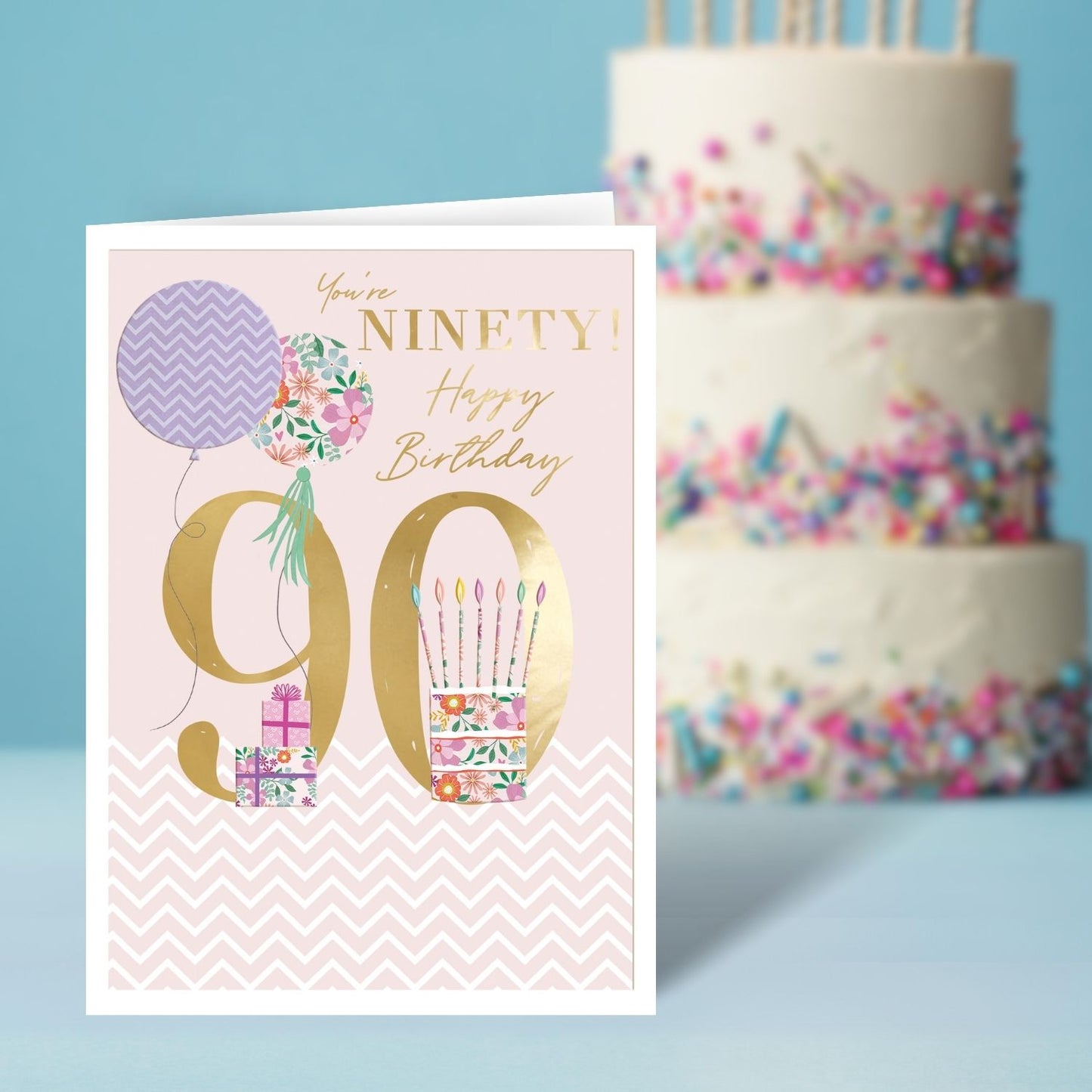 90th Birthday For Her Sparkle Ninety! Contemporary Birthday Card