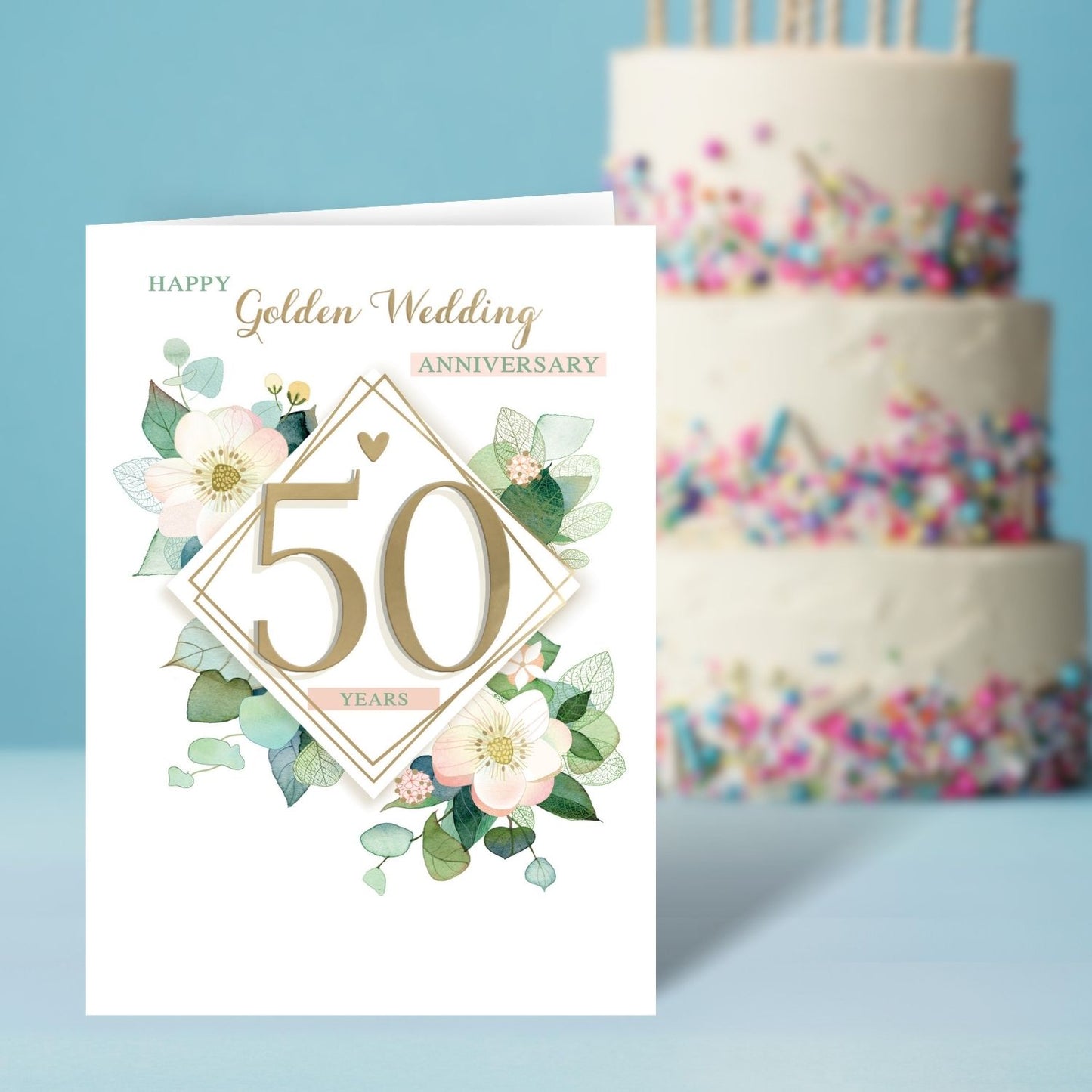 Golden Wedding Anniversary 50 Years Gold Memories Anniversary Contemporary Card