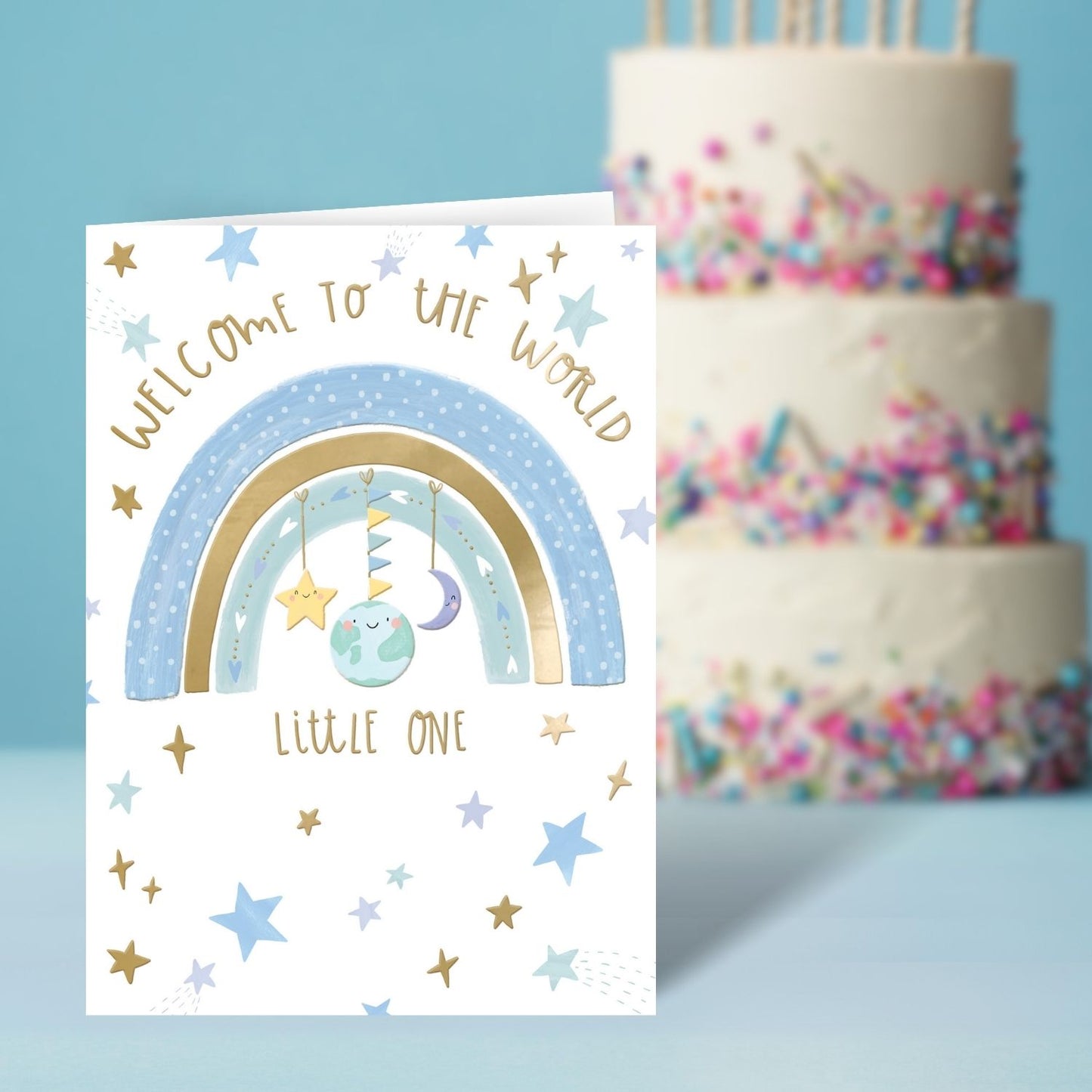 Welcome To The World Boy Magic Rainbow Dreams! New Baby Contemporary Card
