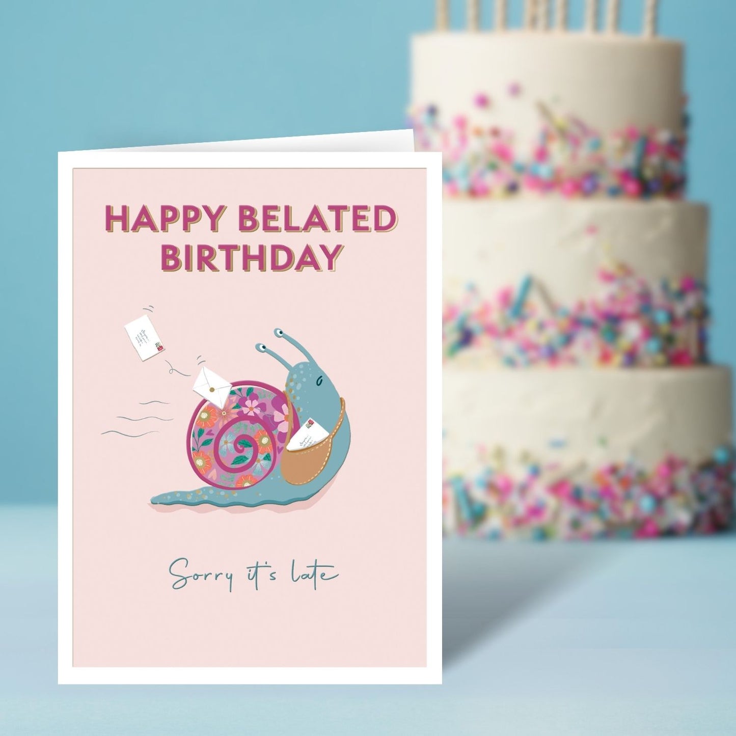 Happy Belated Birthday Snail Mail Fun! Contemporary Belated Birthday Card