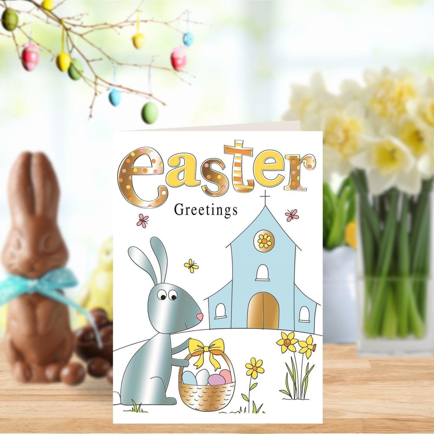 Bunny Easter Hunt Happy Easter Greeting Card