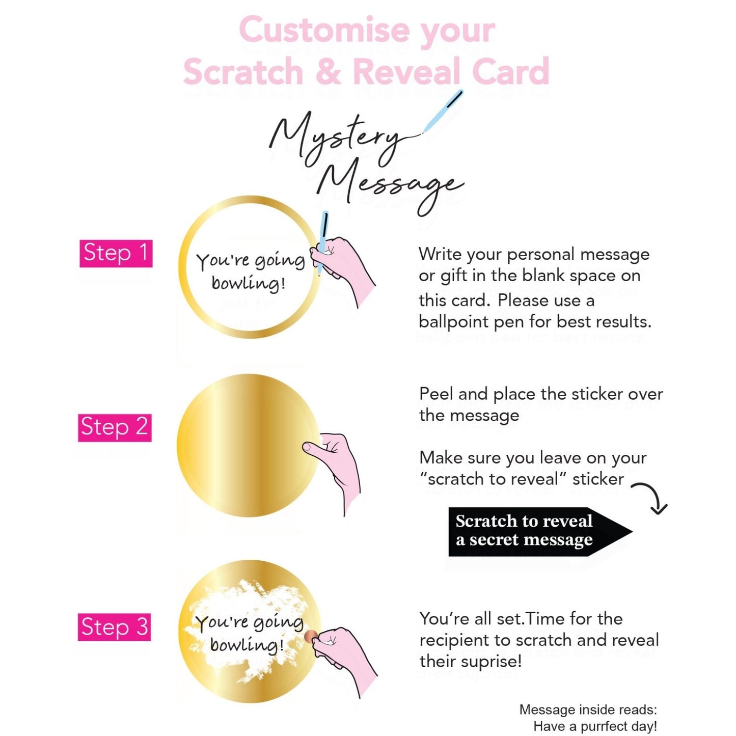 Mystery Message Cat Scratch-To-Reveal Secret Message Birthday Card