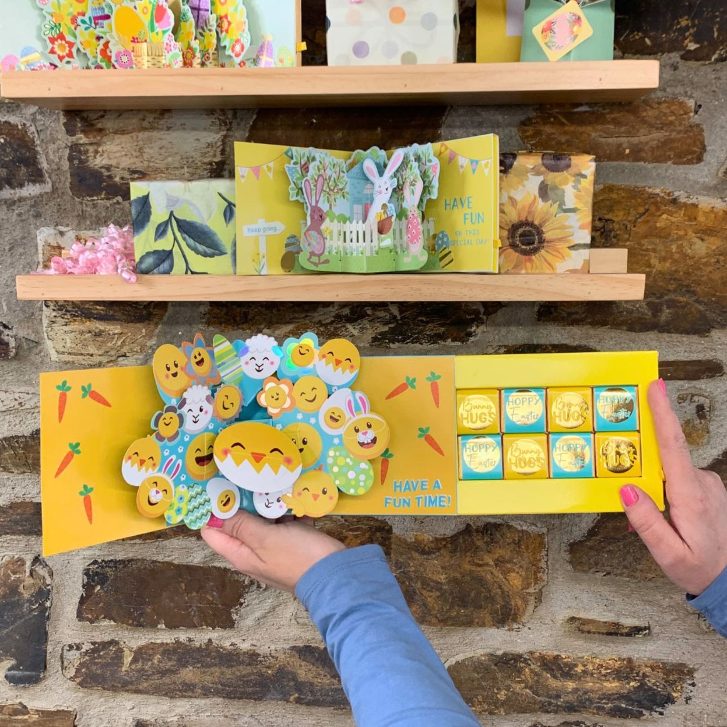 Pop Up Card & Chocolate Treat Tray Hoppy Easter Bunny Easter Card & Gift