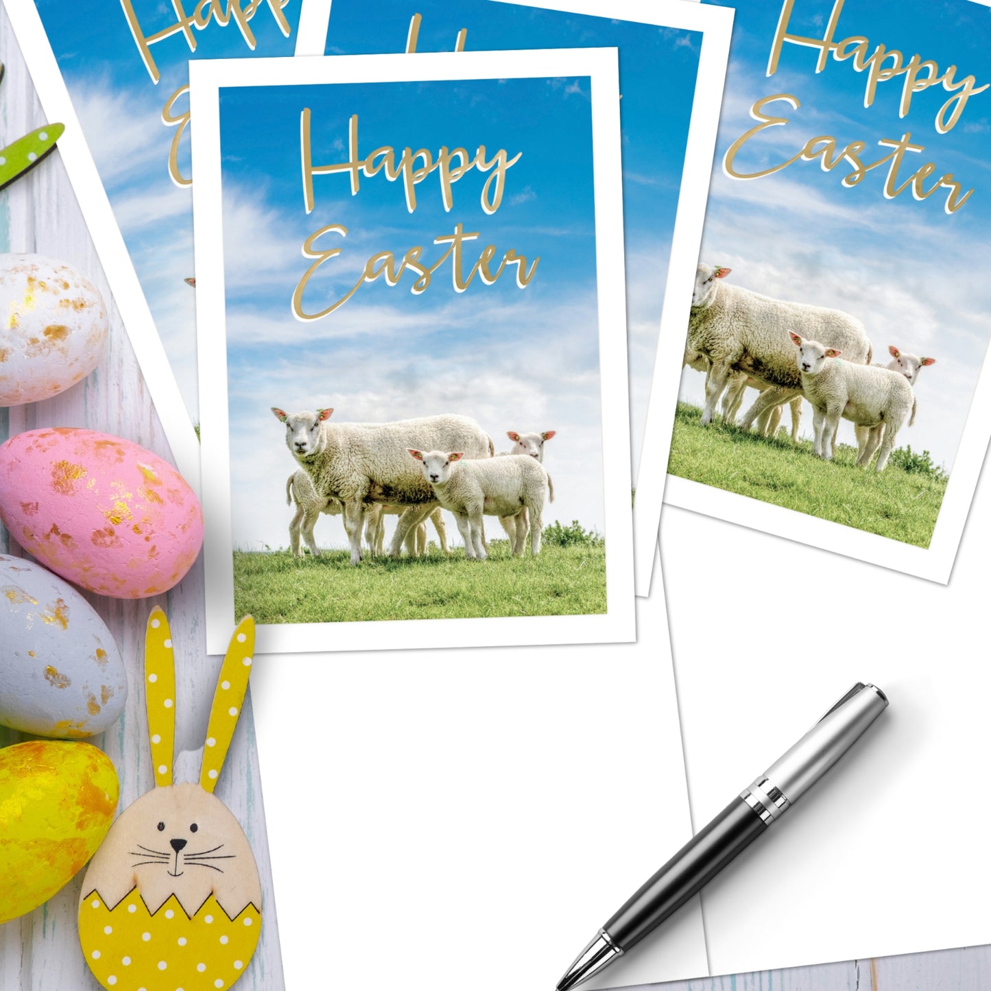 Pack of 5 Happy Easter Hospice UK Charity Spring Lambs Easter Cards