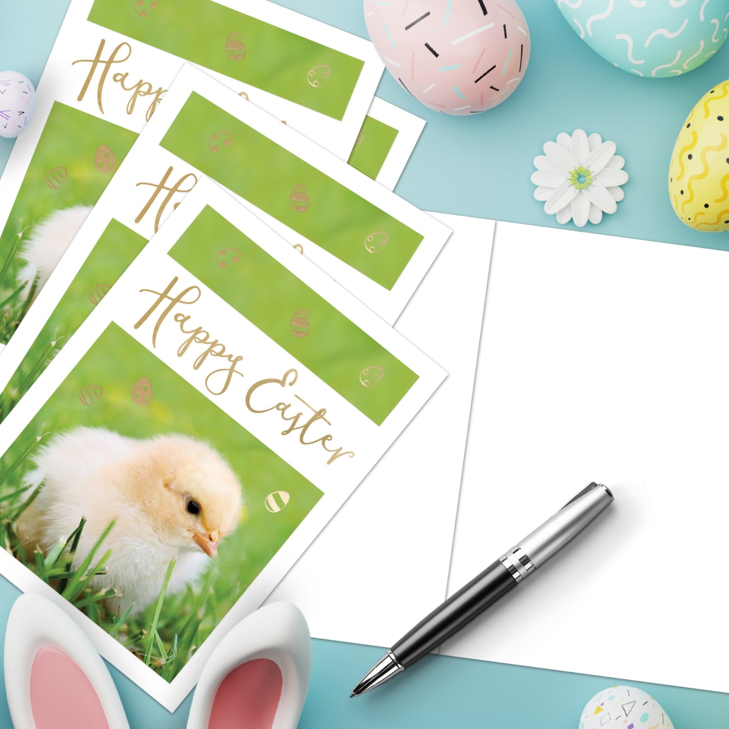 Pack of 5 Happy Easter Hospice UK Charity Cute Fluffy Chick Easter Cards