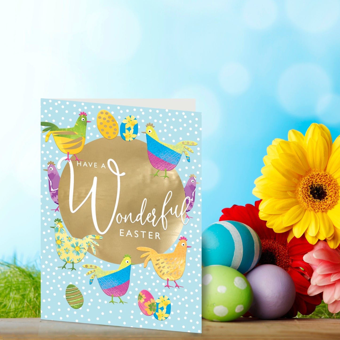 Have A Wonderful Easter Egg-Cellent Chickens Contemporary Easter Greeting Card