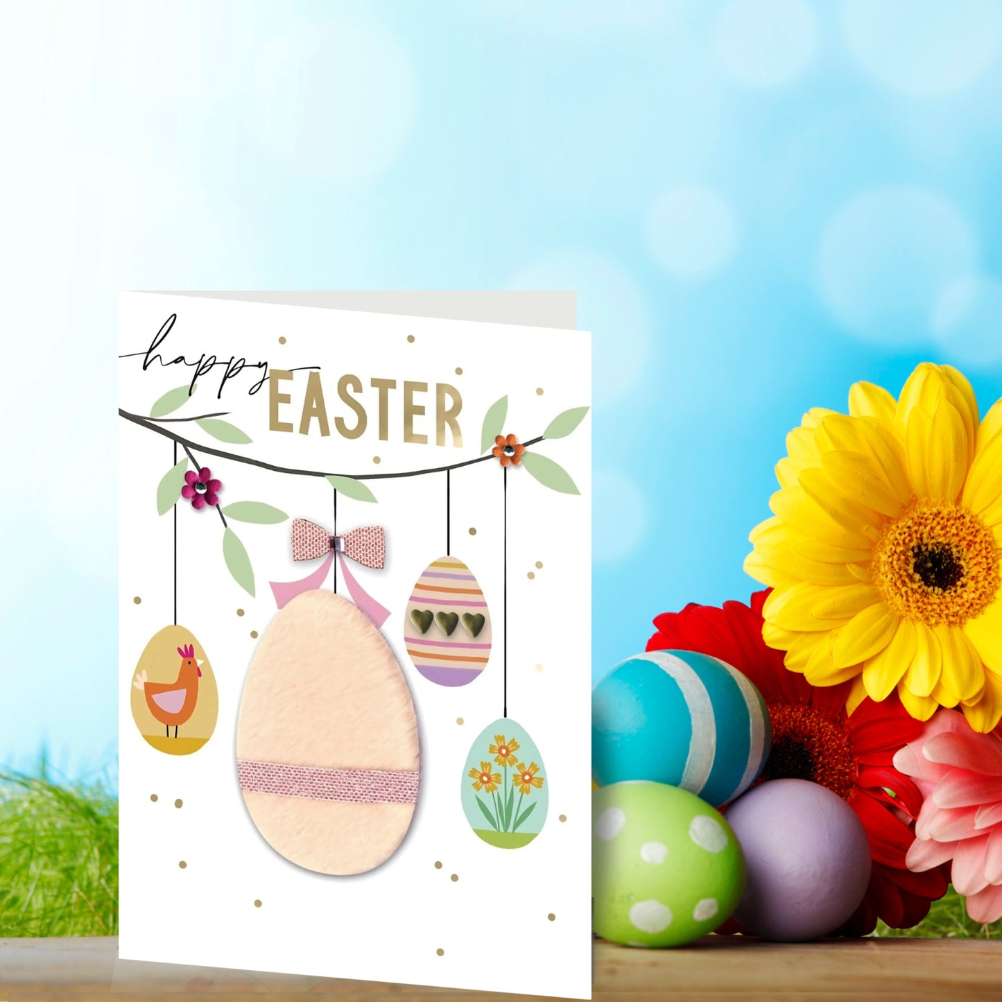 Embellished Happy Easter Egg-Cellent Hand-Finished Easter Greeting Card