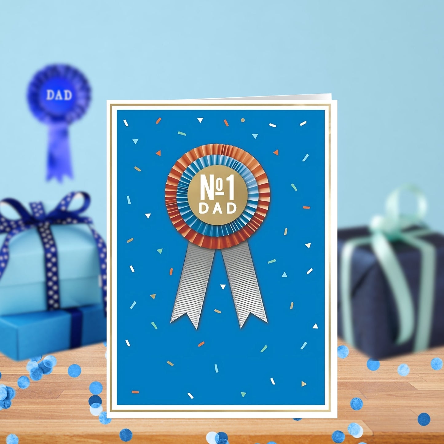 No1 Dad Rosette Embellished Father's Day Card