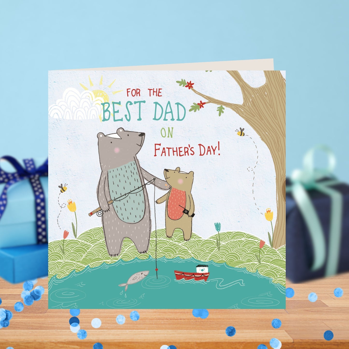 Best Dad Father's Day Forest Friends Greeting Card