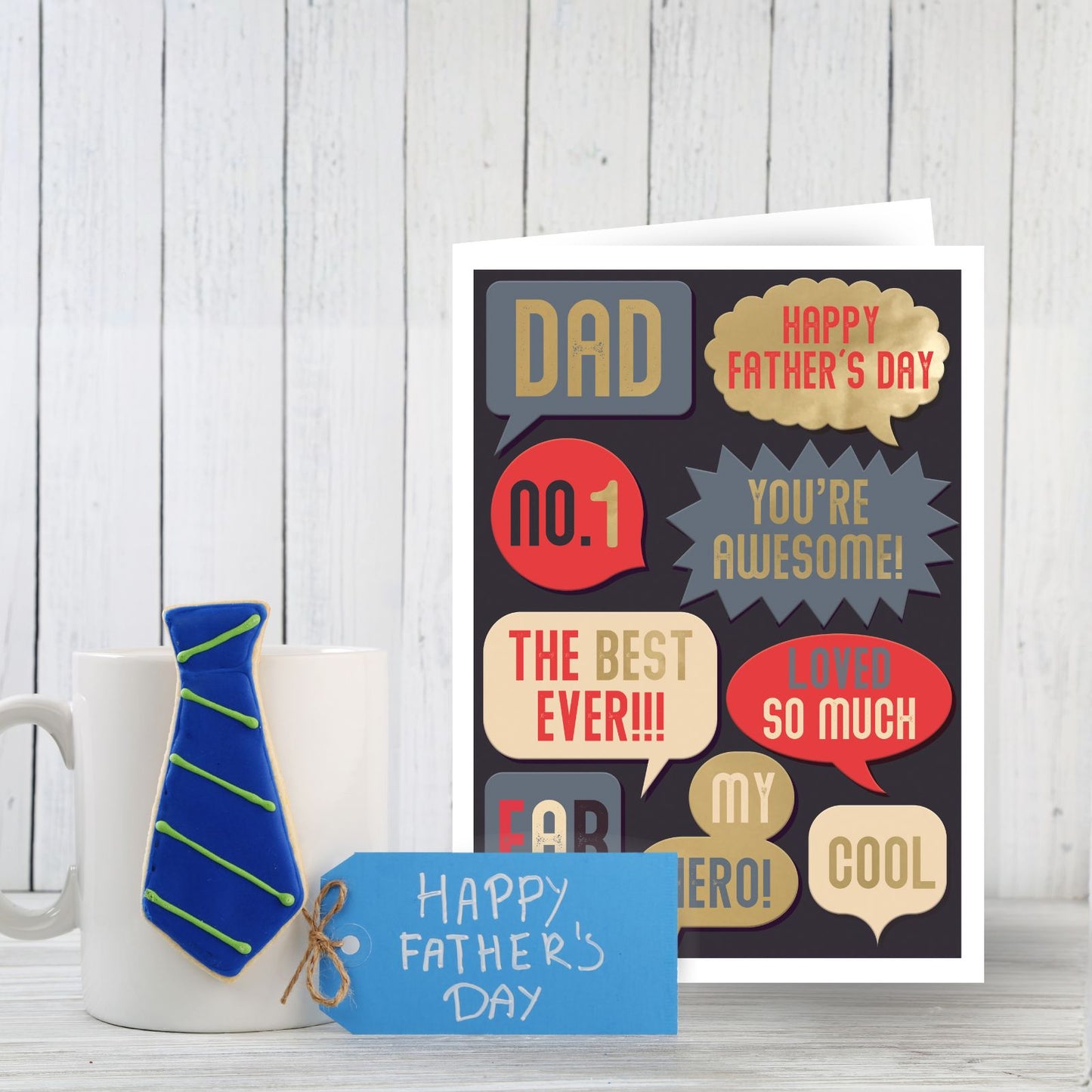 Father's Day Card To Dad With Celebration Speech Bubbles Foiled Greeting Card