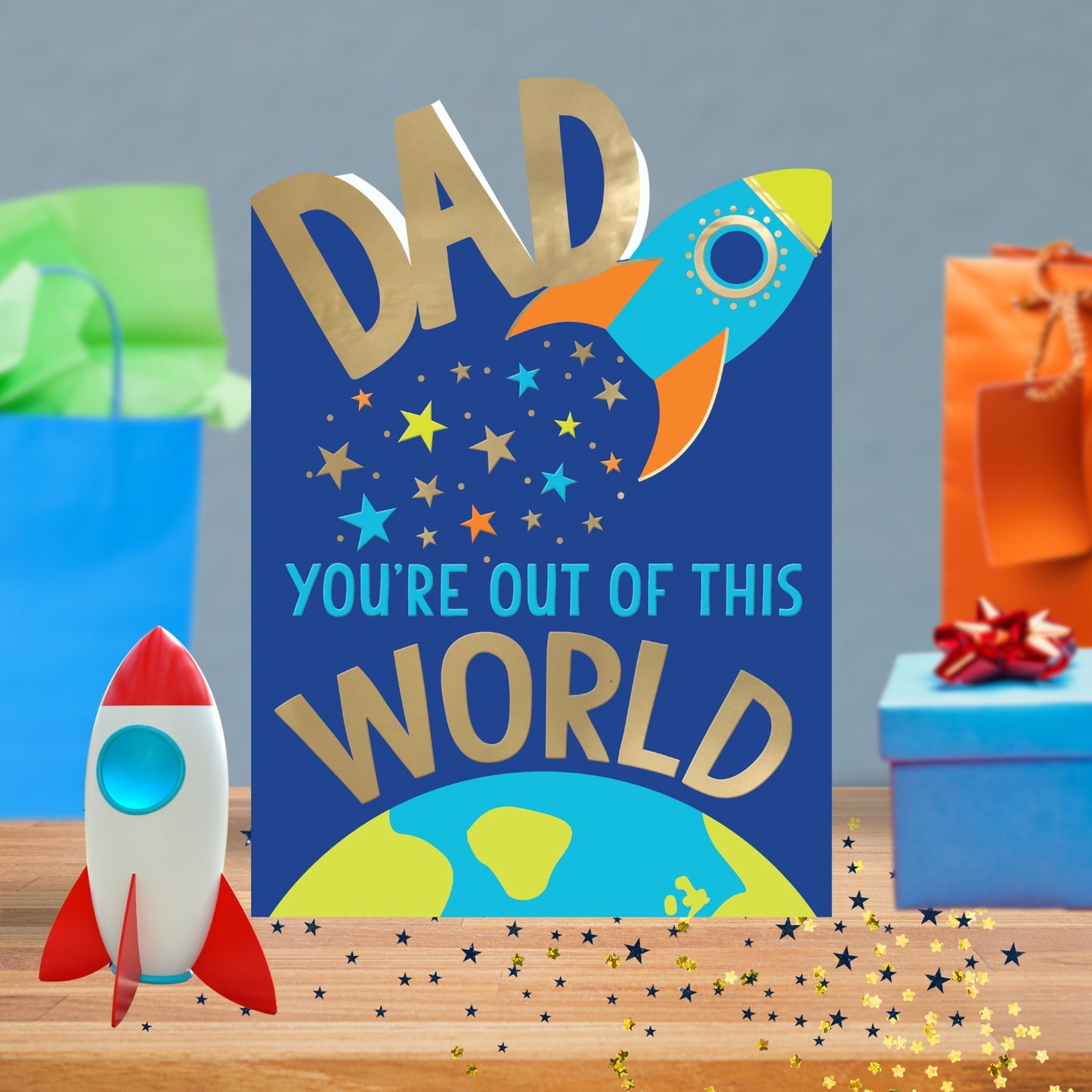 Dad You're Out Of This World Blast Off Fun! Father's Day Greeting Card