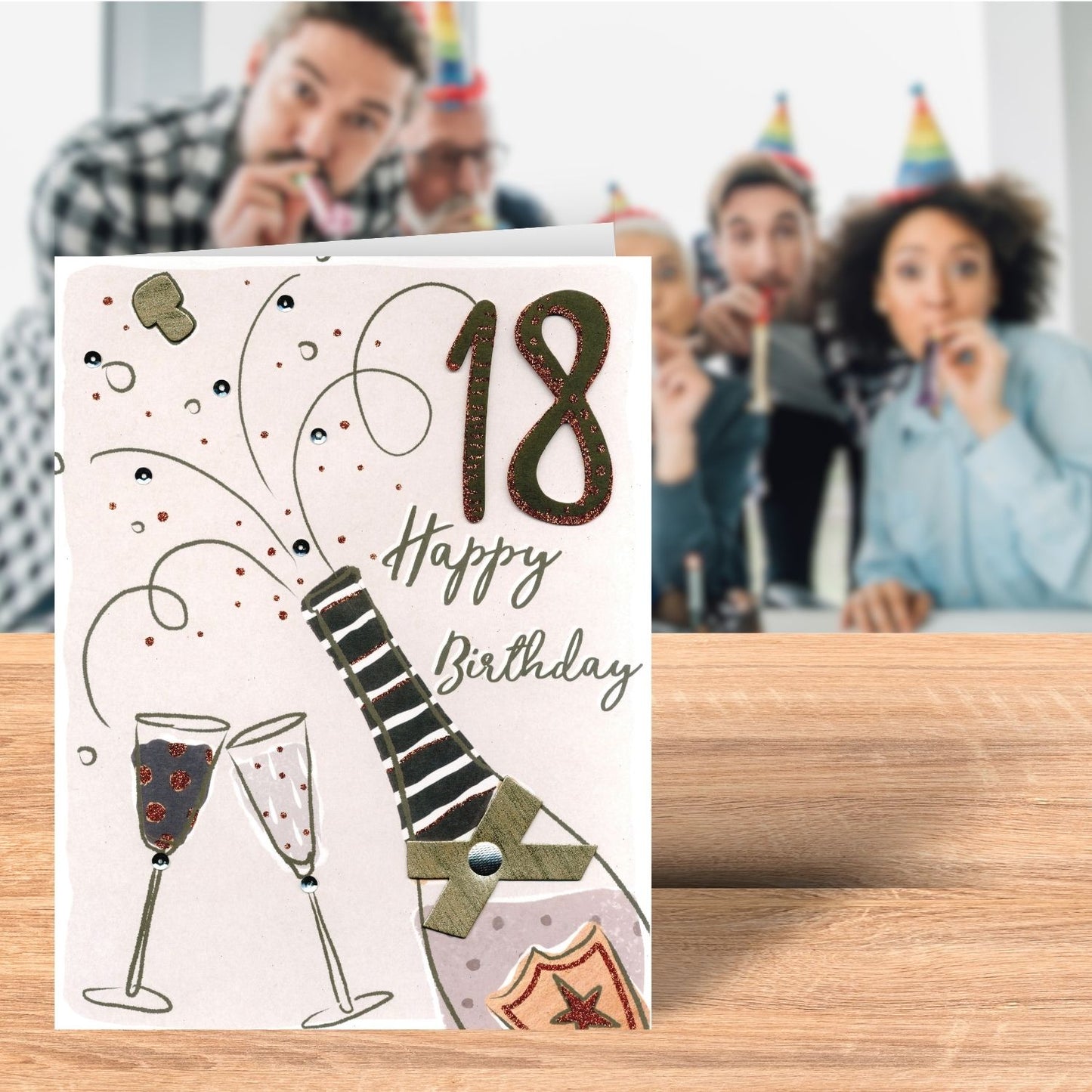 18th Happy Birthday Fizz Gigantic Greeting Card A4 Sized Cards