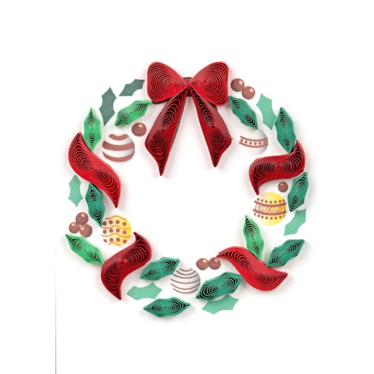 Mini Quilling Christmas Card Festve Wreath Quilled Art Handmade Miniature Design