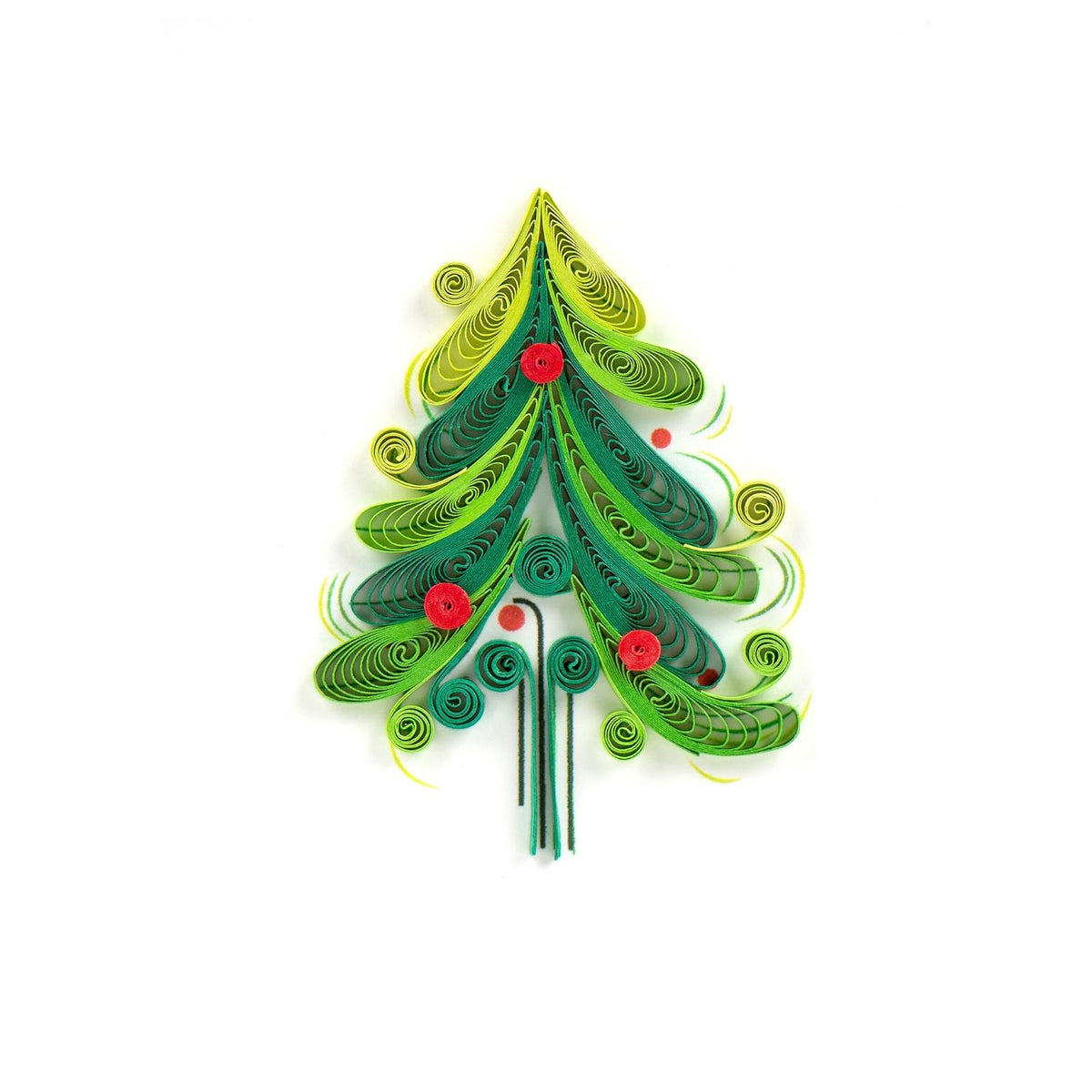 Mini Quilling Christmas Card Xmas Tree Quilled Art Handmade Miniature Design