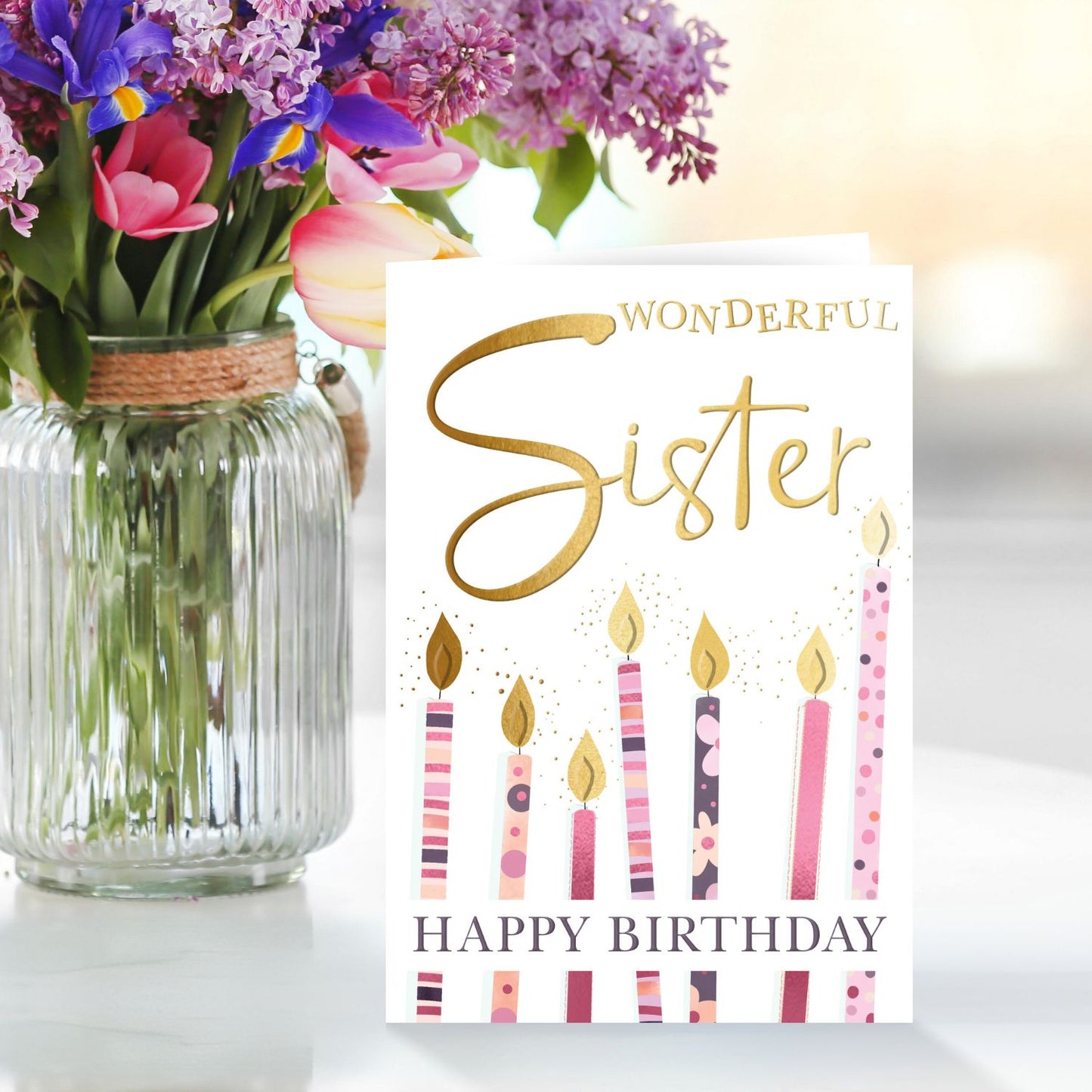 Wonderful Sister Magical Birthday Candles Birthday Greeting Card