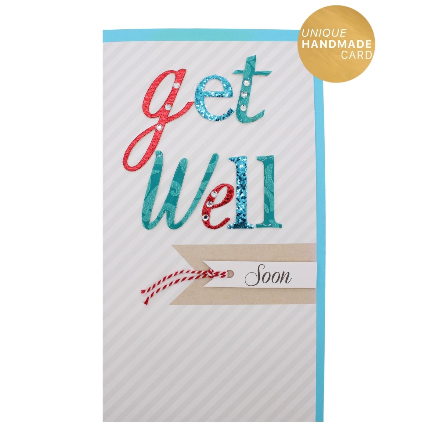 Get Well Soon Card Champagne Hand-Finished Embellished Speedy Recovery Design