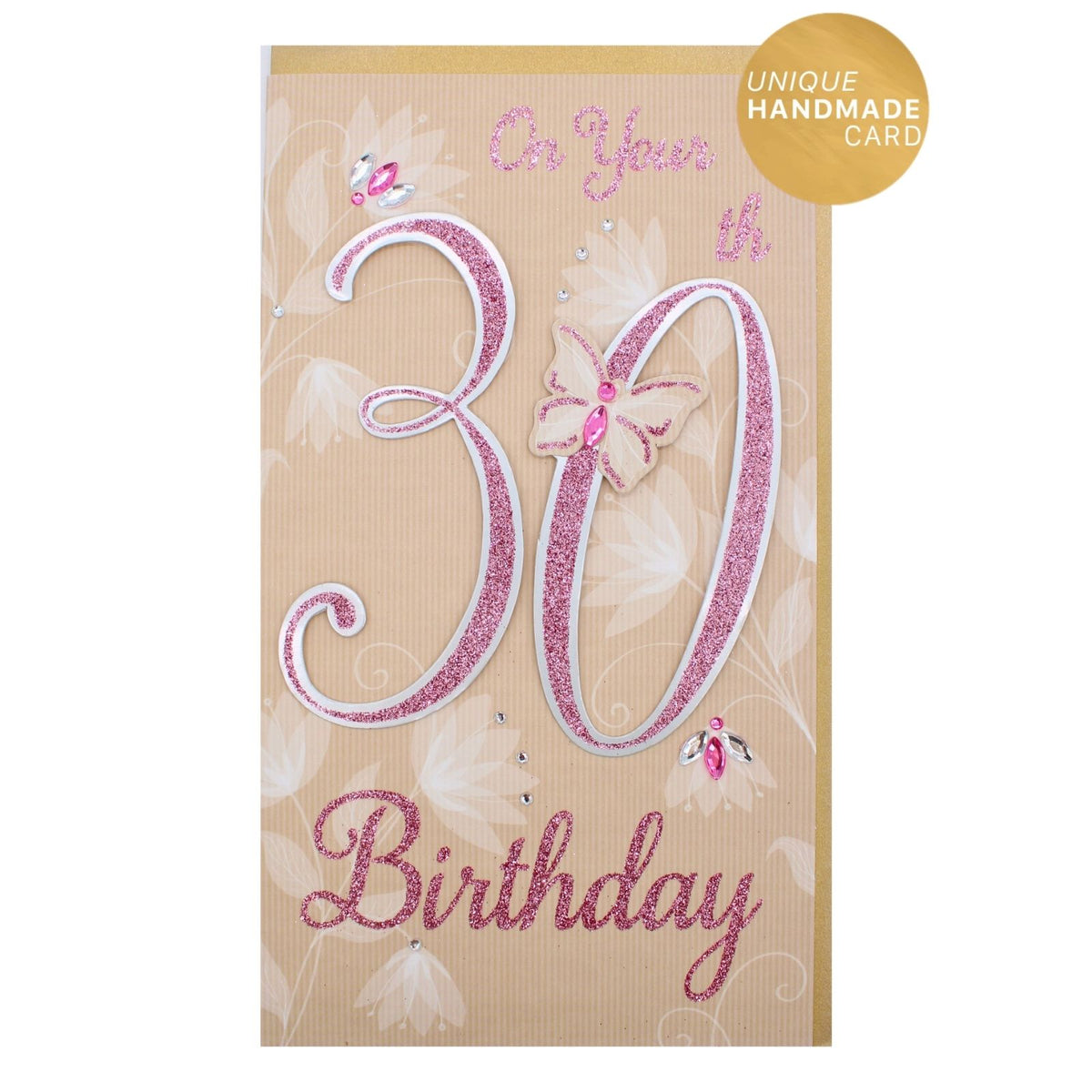 30th Birthday Card For Her Champagne Hand-Finished Embellished Glitter 30 Design