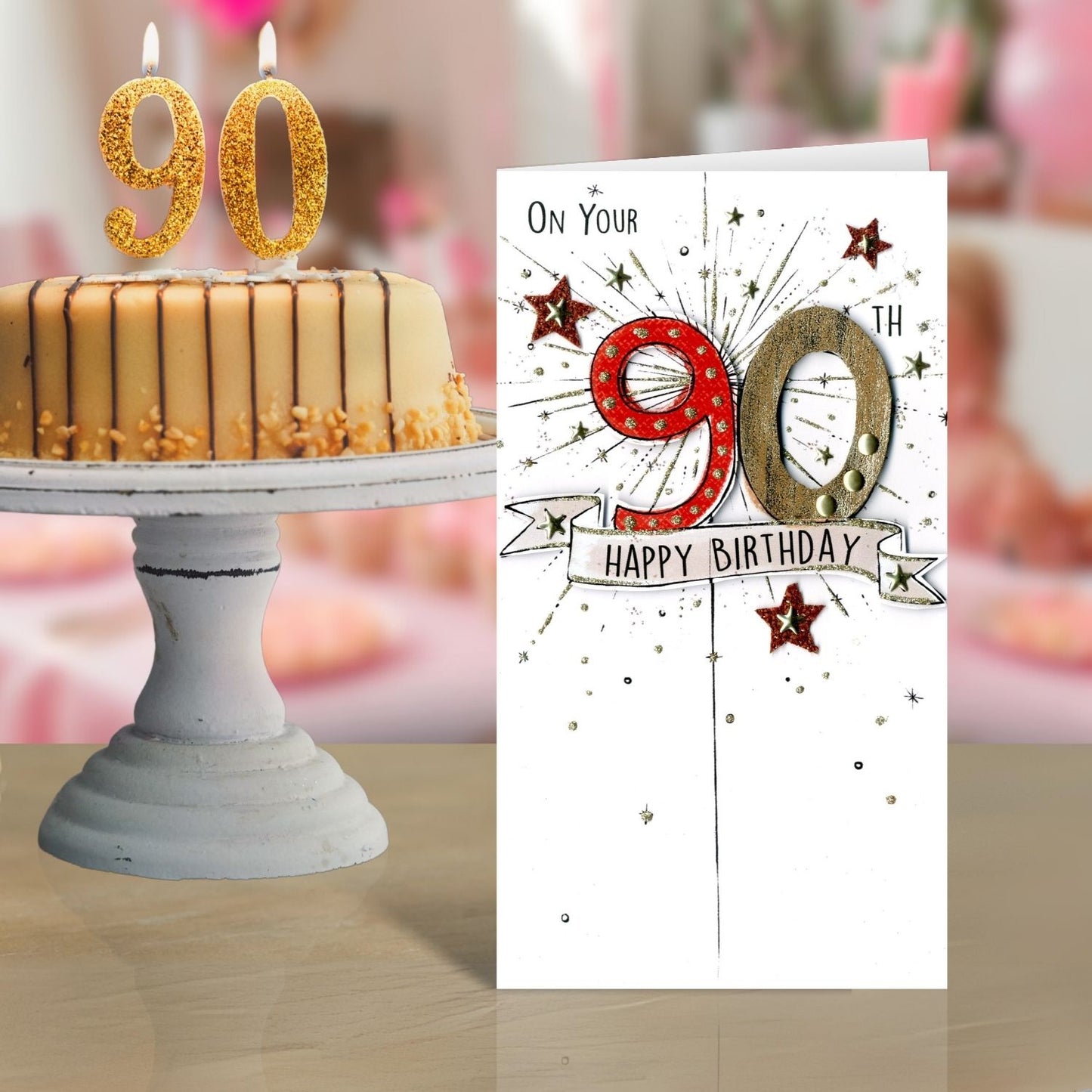 On Your 90th Birthday Greeting Card Hand-Finished