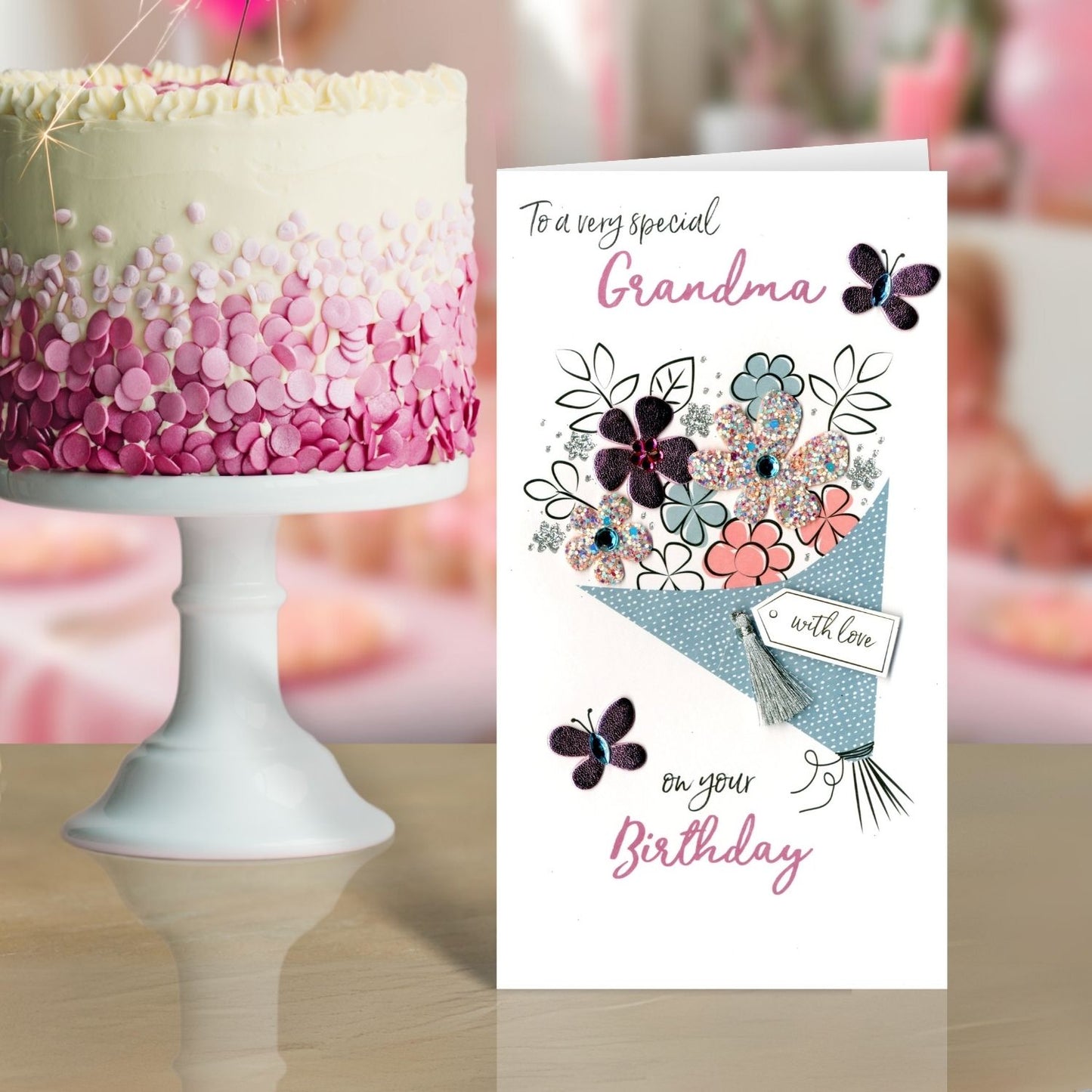 Wonderful Grandma Birthday Greeting Card Hand-Finished
