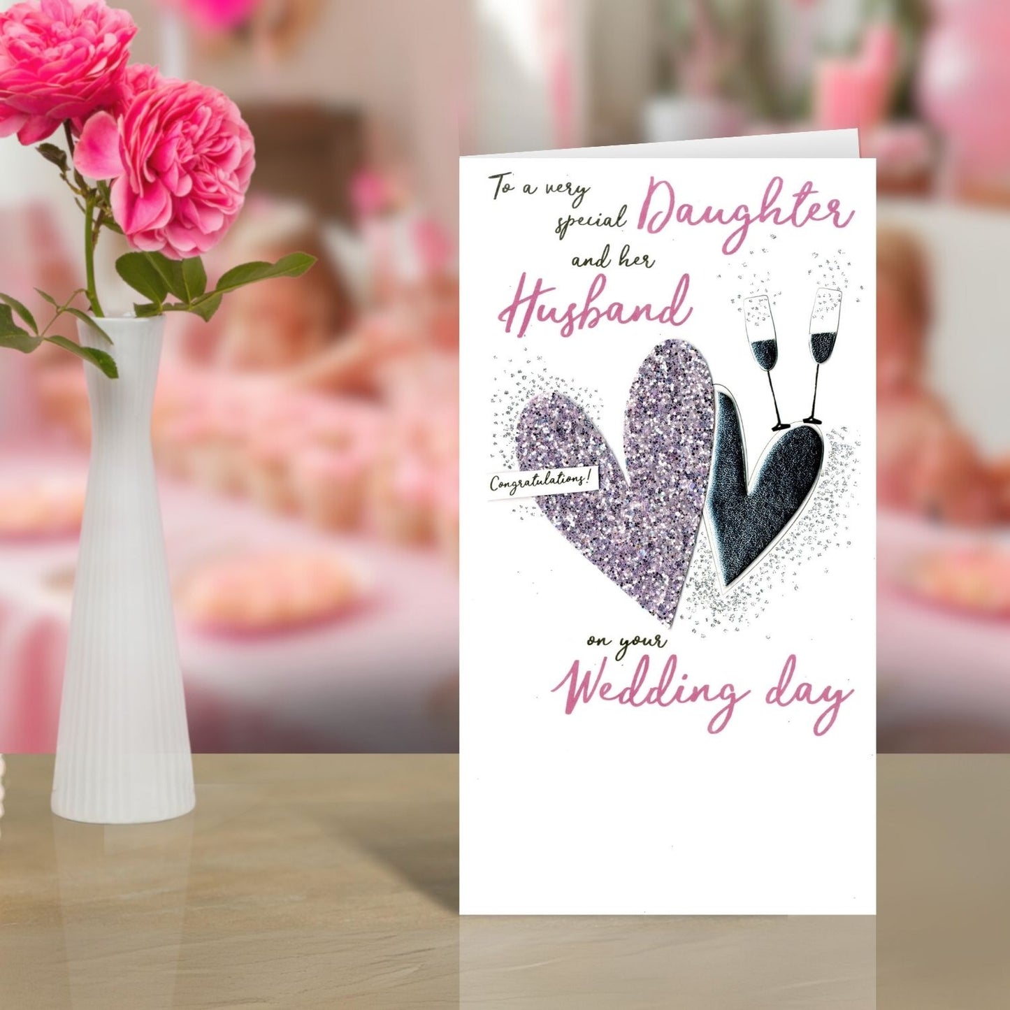 Daughter & Husband Wedding Greeting Card Hand-Finished