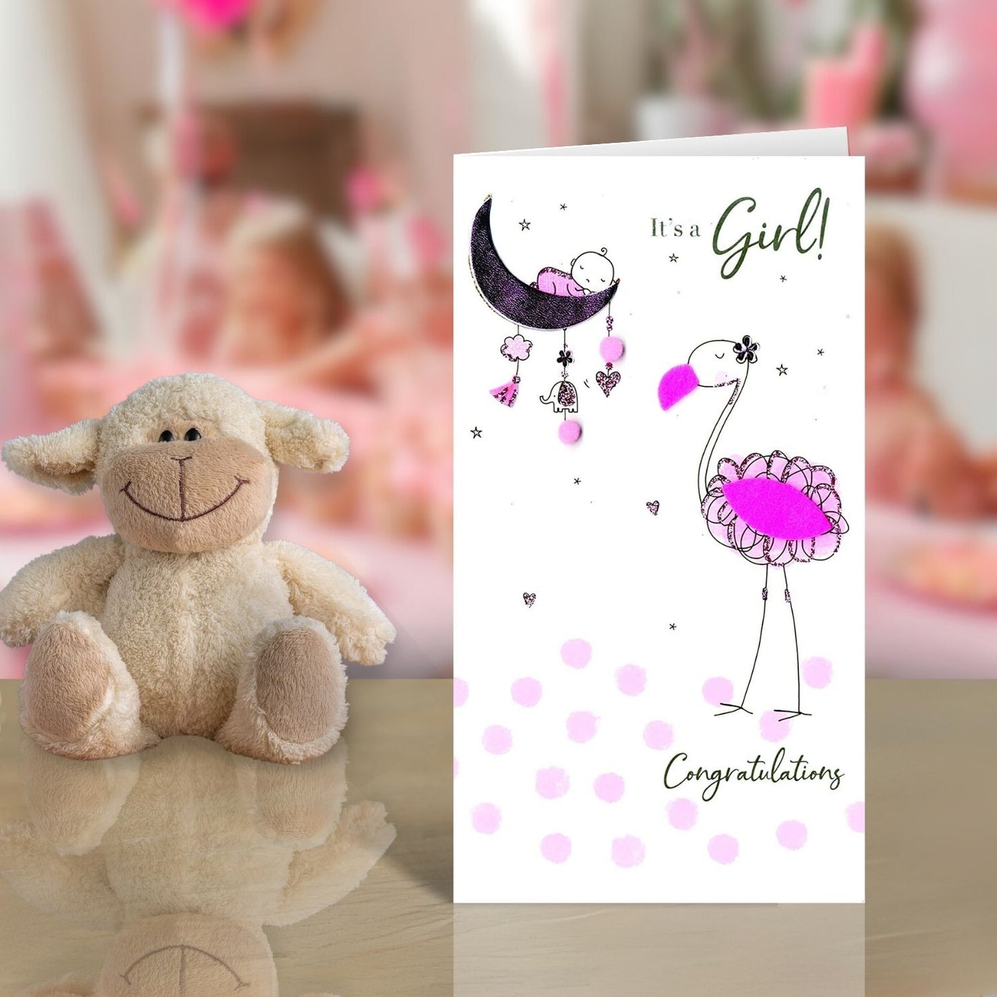 Birth of Your Baby Girl Greeting Card Hand-Finished