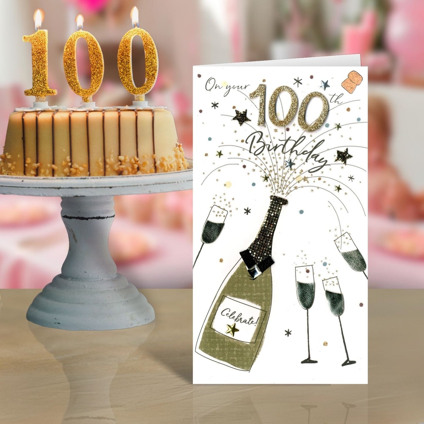 100th Birthday Greeting Card Hand-Finished