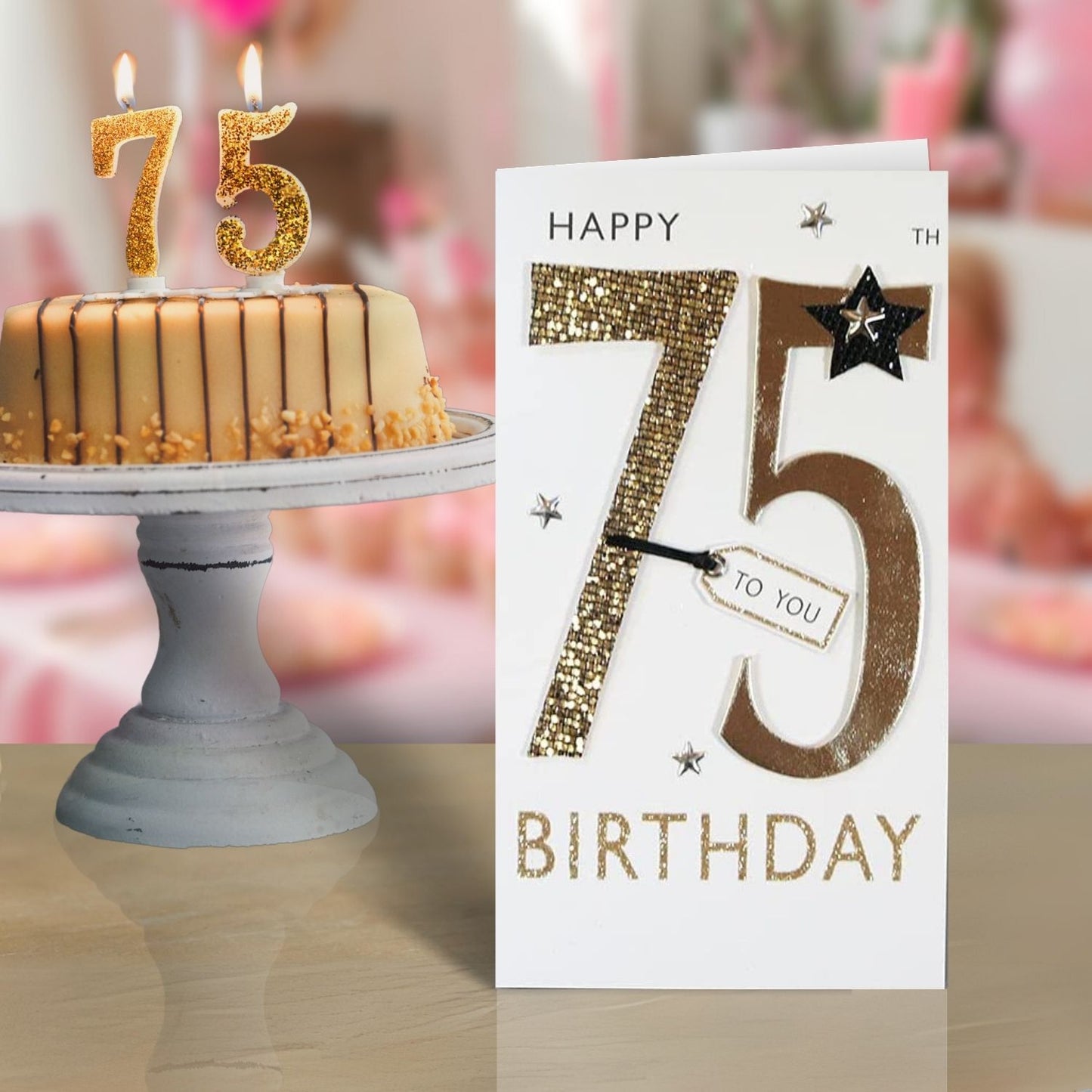 75th Birthday Greeting Card Hand-Finished