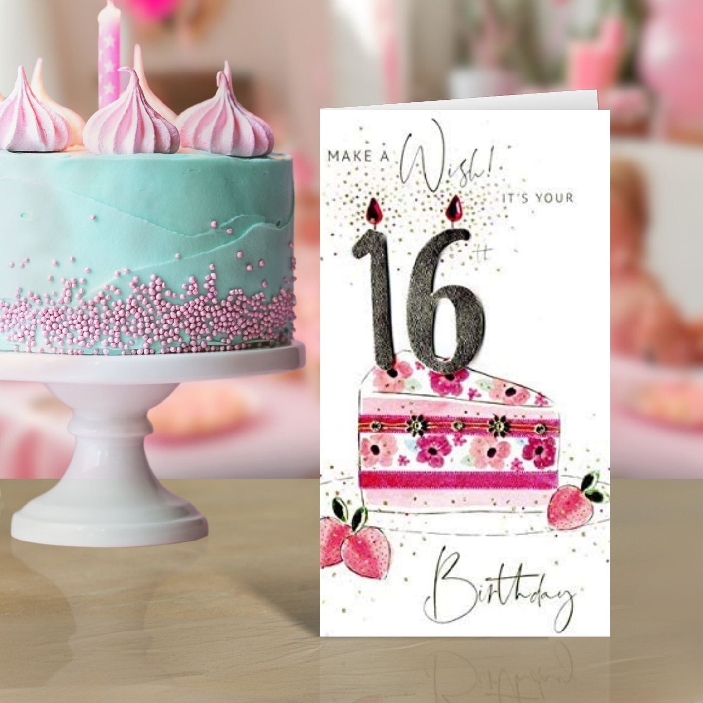 16th Birthday Greeting Card Hand-Finished