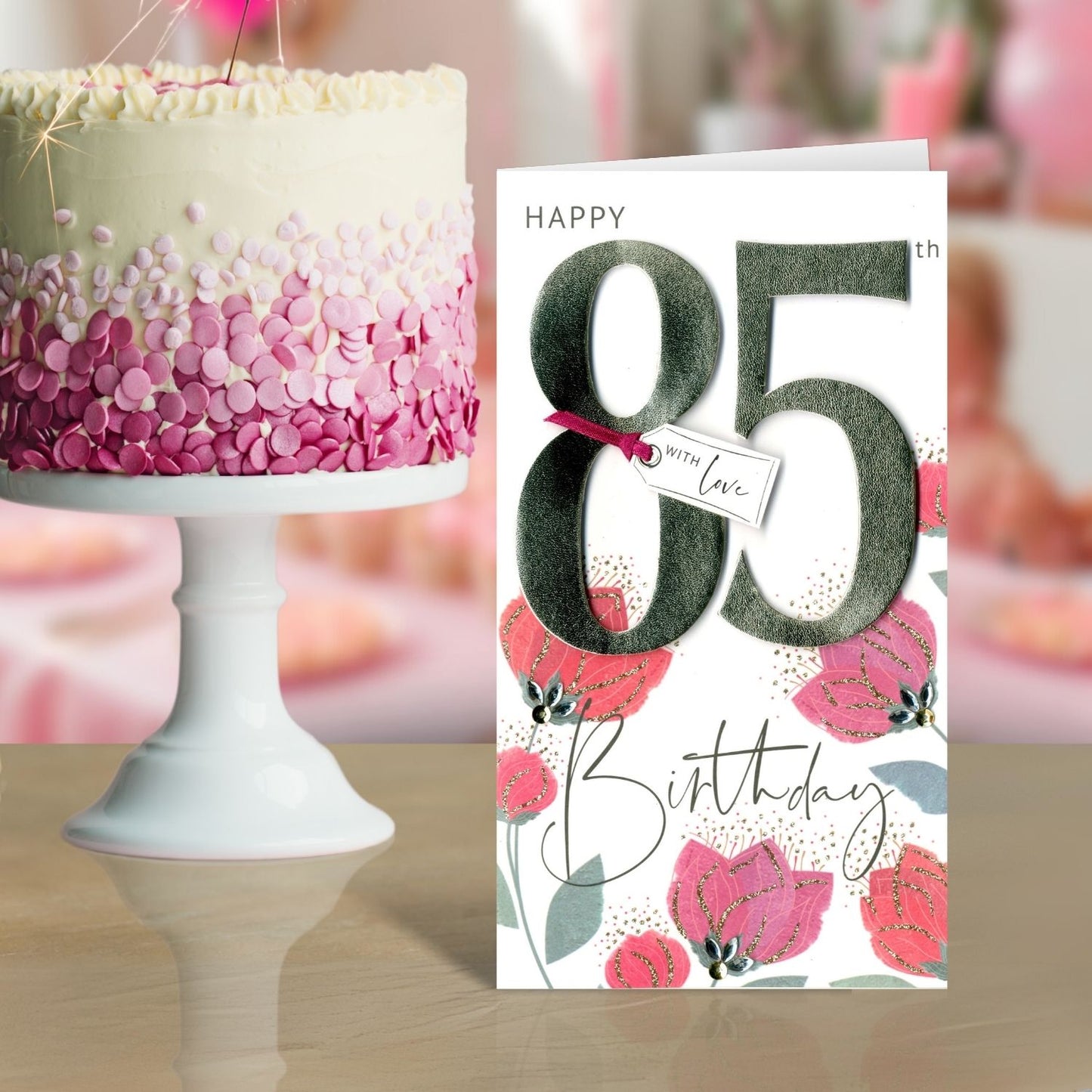 85th Birthday Greeting Card Hand-Finished