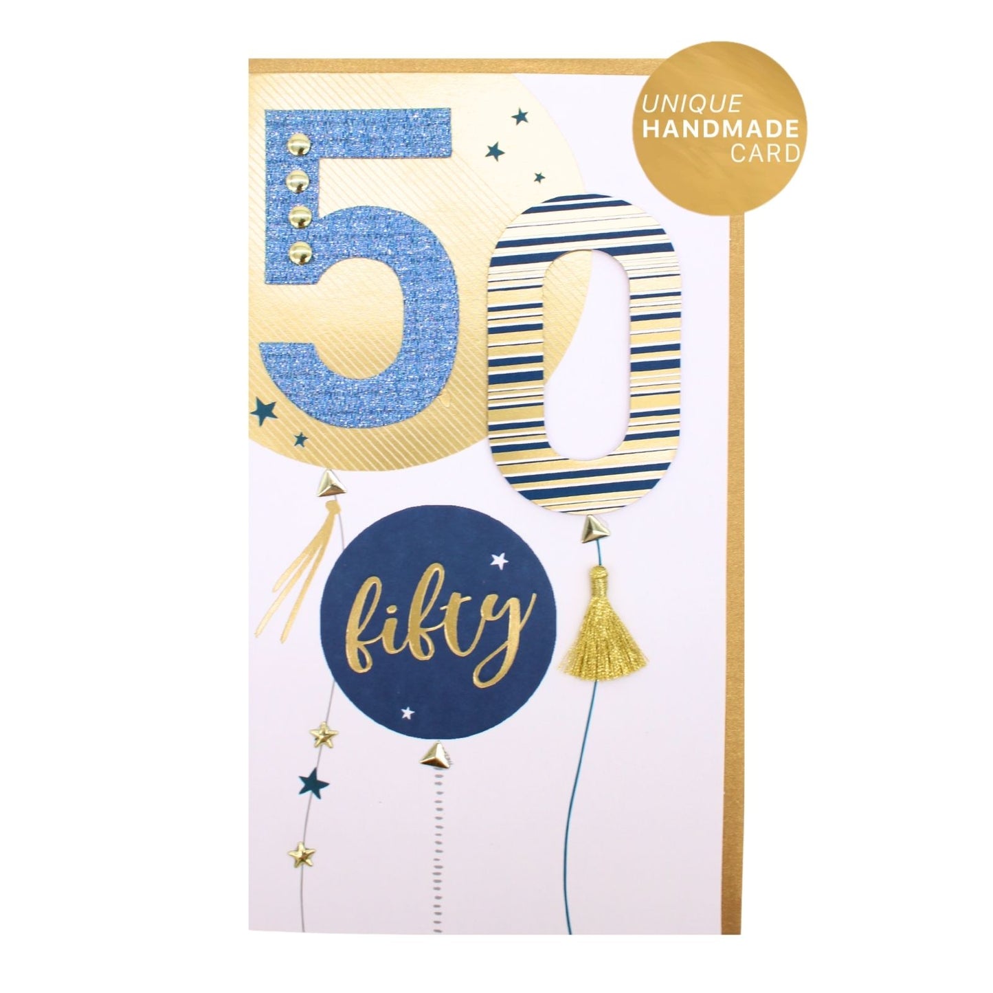 50th Birthday Card For Him Champagne Hand-Finished Embellished Fifty Design