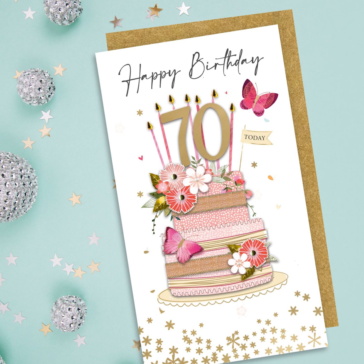 Happy Birthday 70 Today Sweet Surprise Hand-Finished Champagne Birthday Card